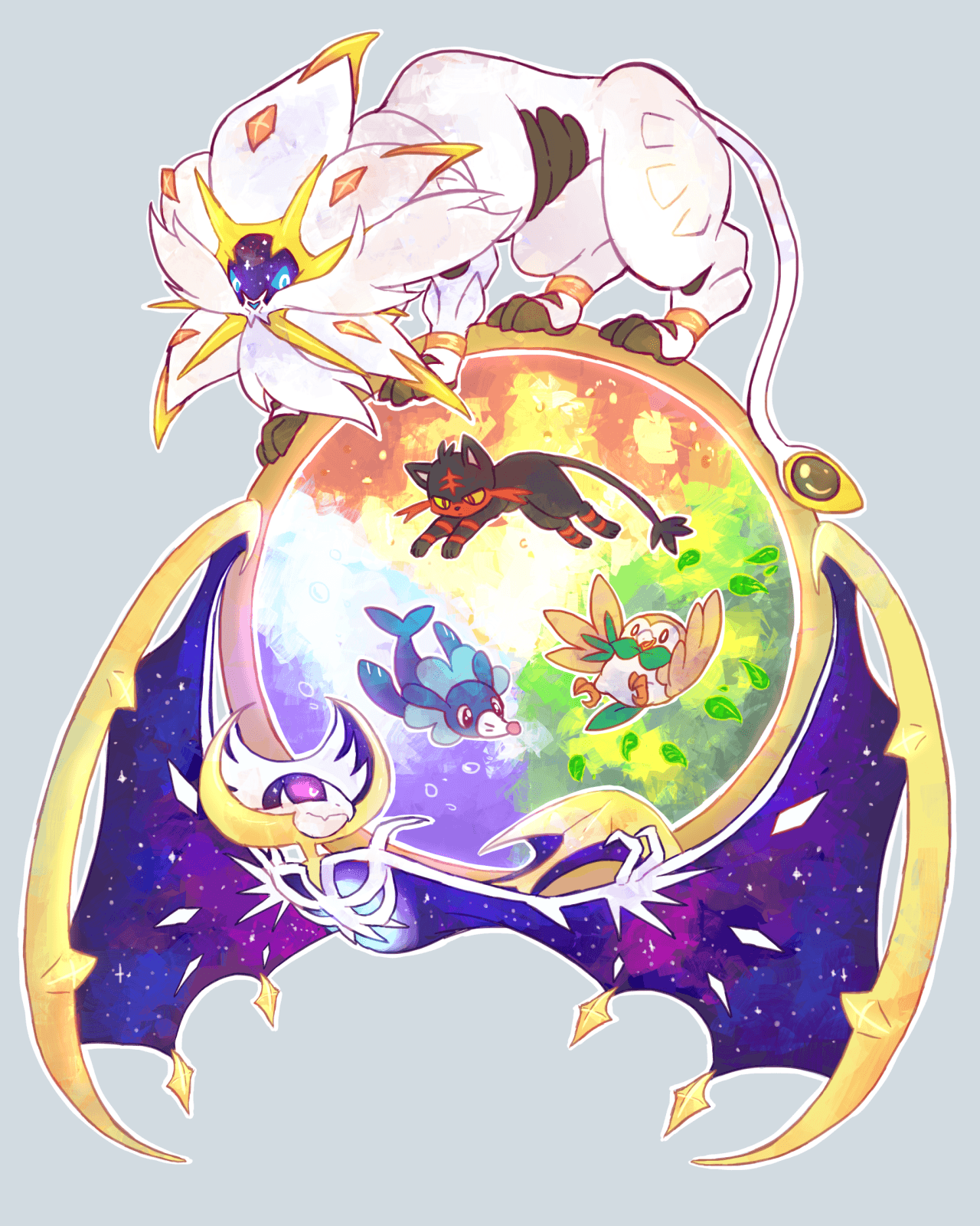 Download Lunala With Solgaleo Comparison Wallpaper