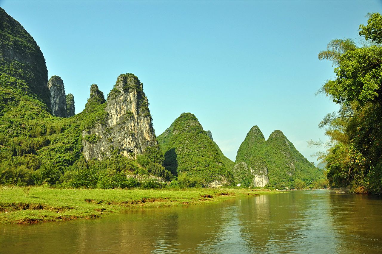 Desktop Wallpaper China Li River Xingping Nature Summer Rivers