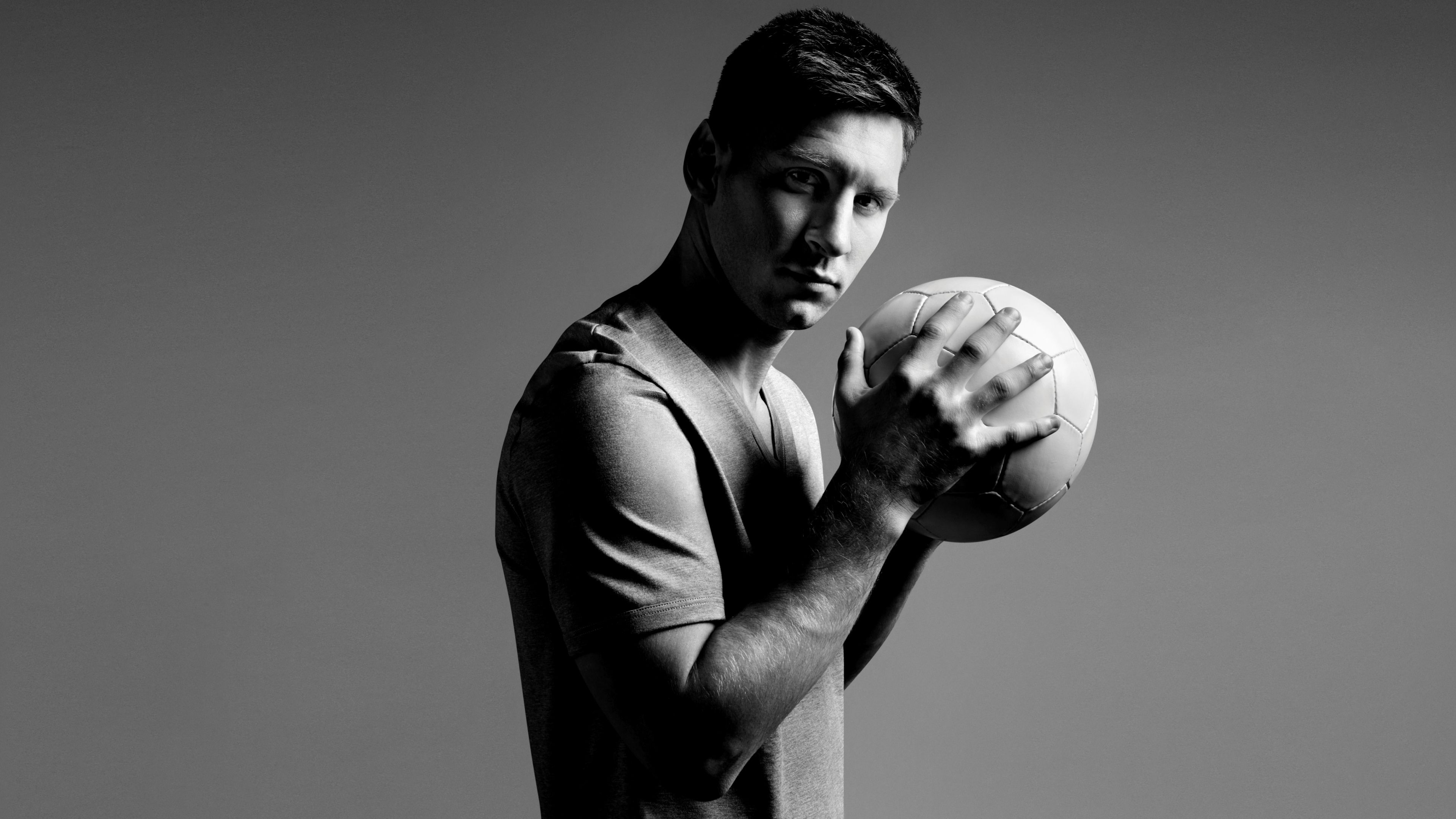 Lionel Messi Football In Hands Desktop Wallpaper