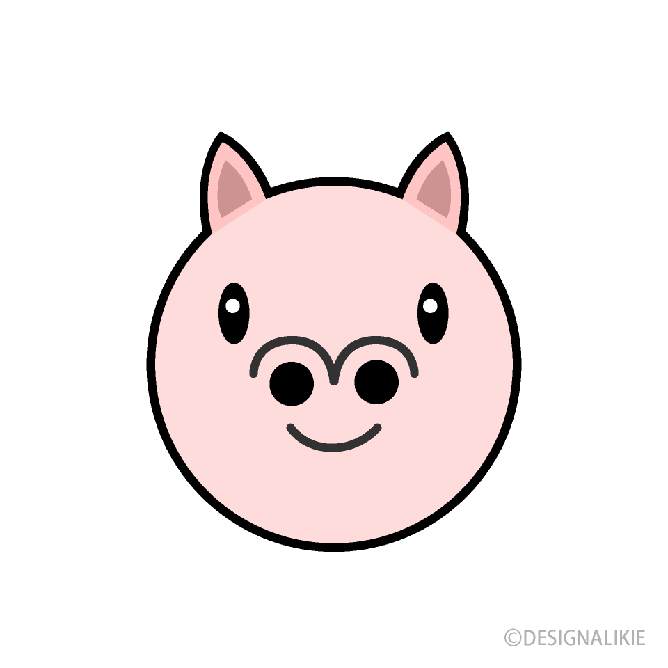 Simple Pig Face Clipart Free PNG Image｜Illustoon