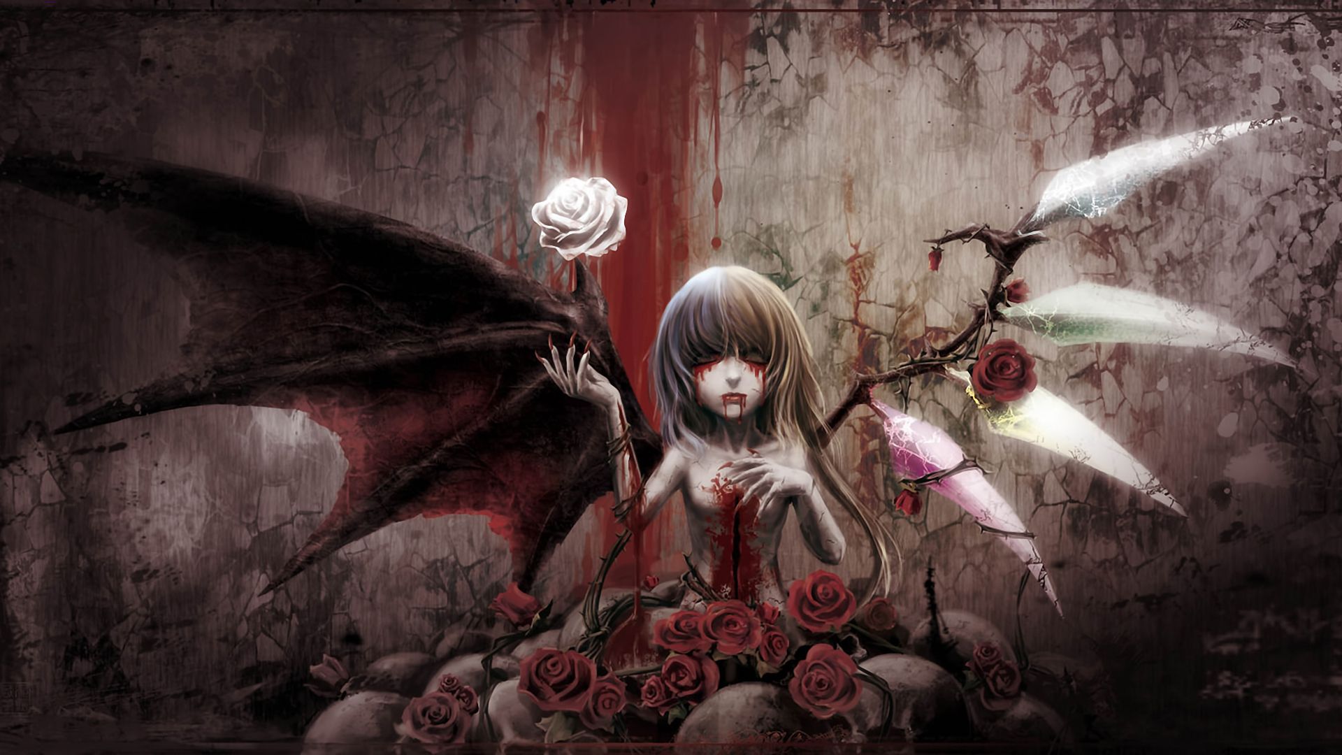 Touhou dark vampire blood demon fantasy wings wallpaper