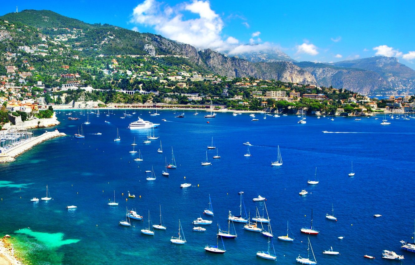 Wallpaper sea, landscape, mountains, coast, France, home, yachts