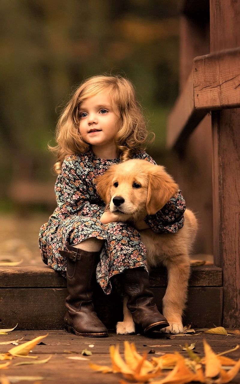 Little Girl With Golden Retriever Puppy Nexus Samsung