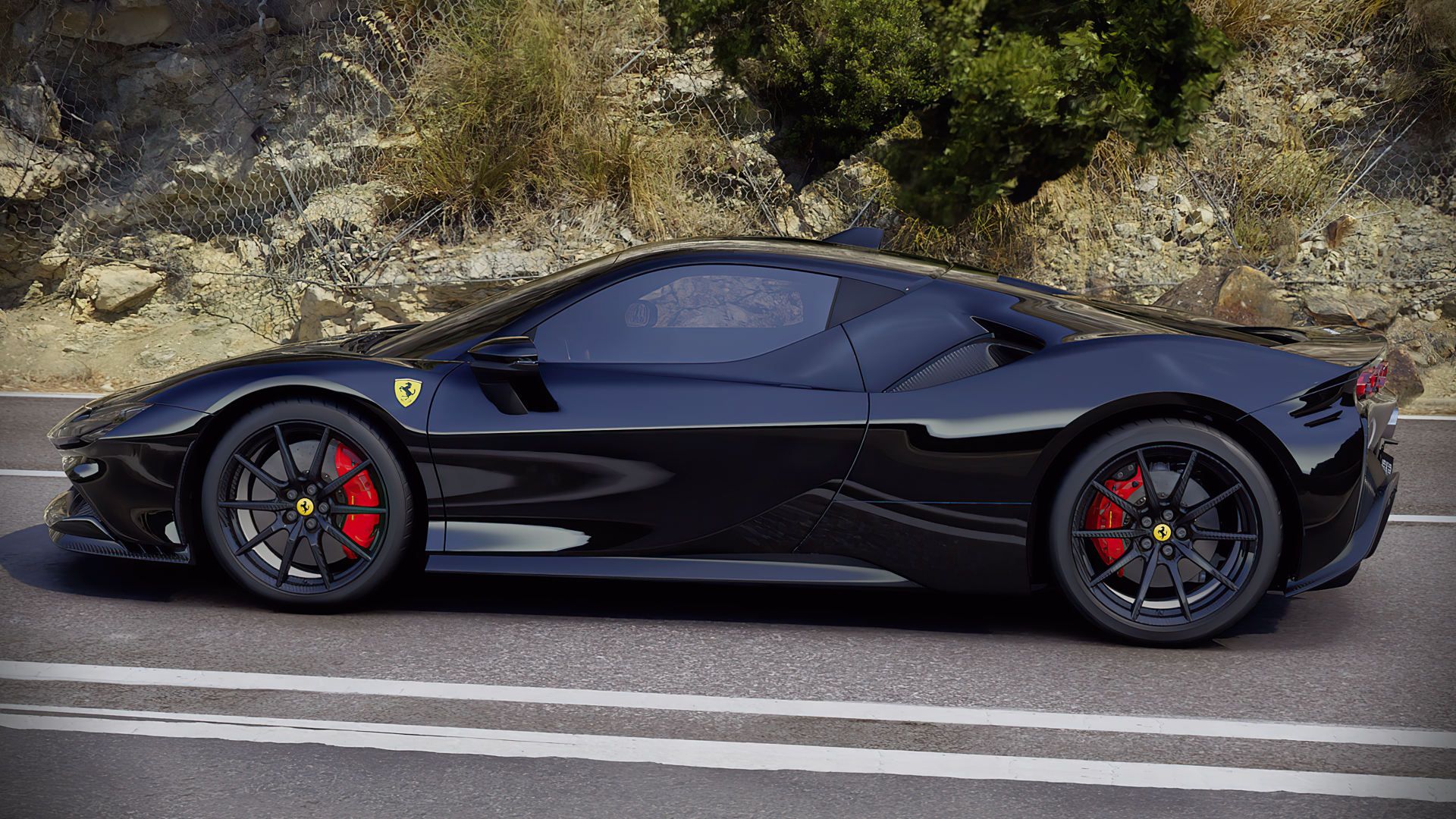 Ferrari SF90 Stradale Black Wallpaper