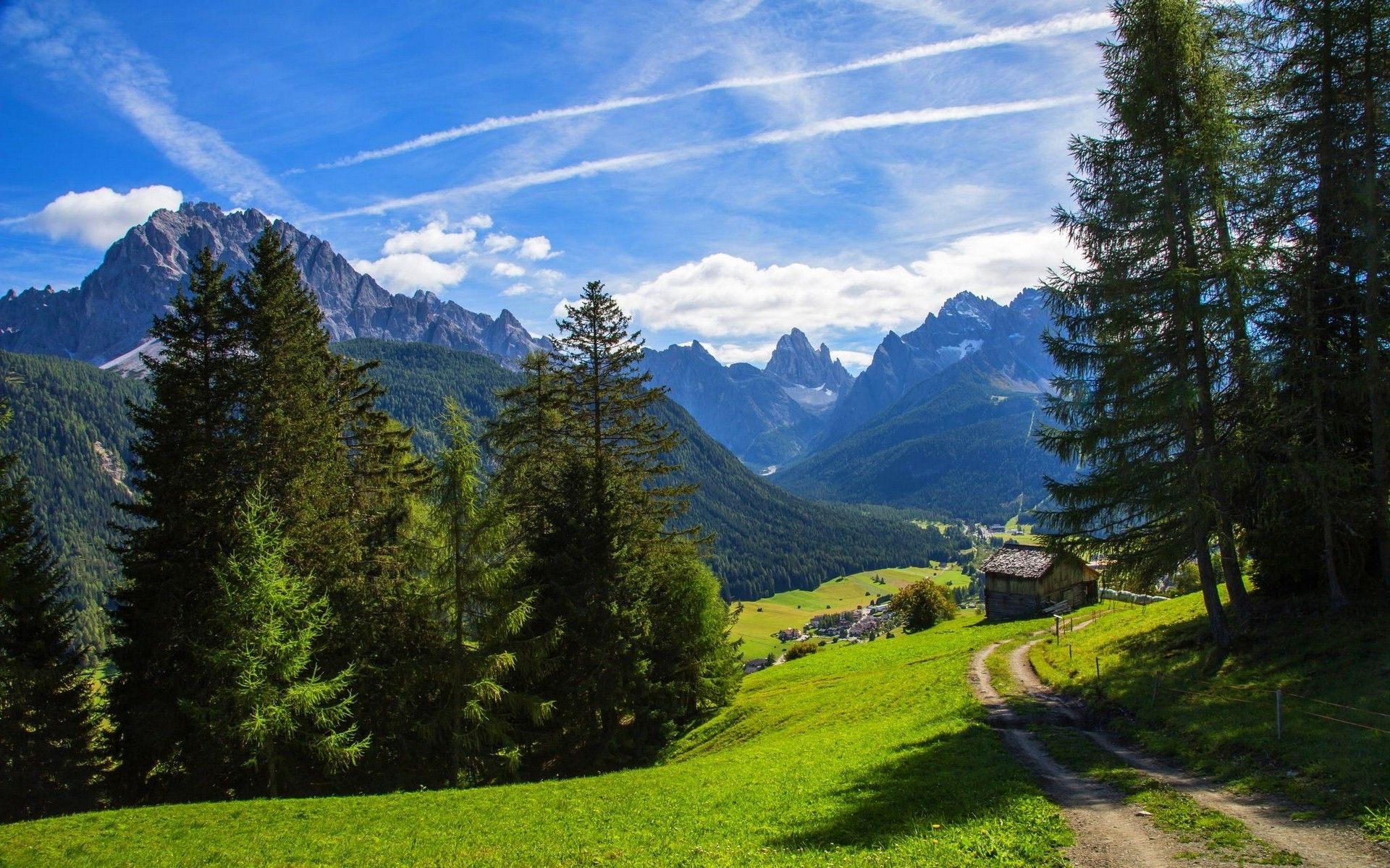 nature, Landscape, Mountain, Alps, Valley, Path, Forest, Summer