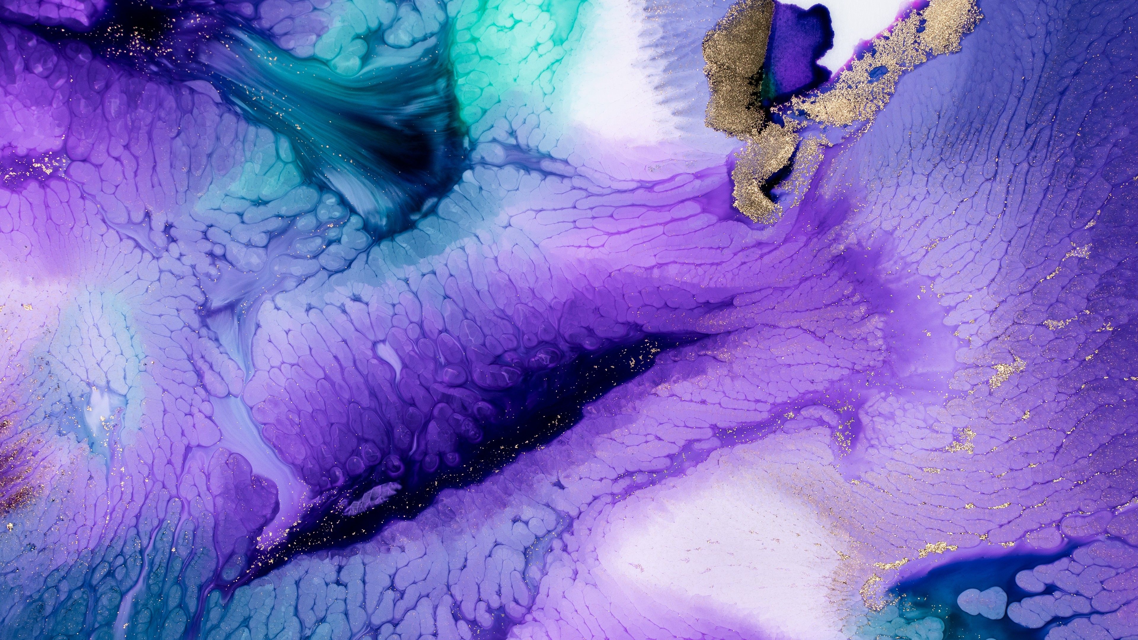 Liquid art Wallpaper 4K, Pearl ink, Purple, Flowering
