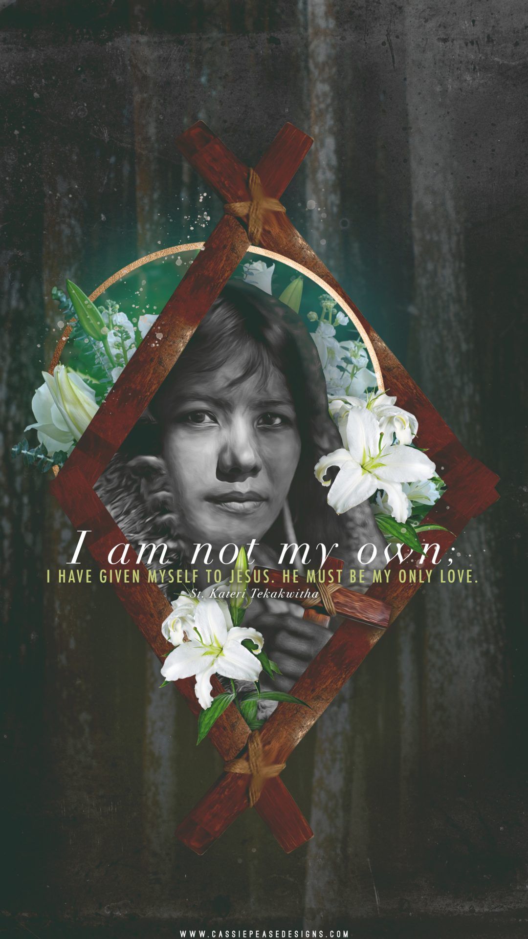 St. Kateri Tekakwitha “My Only Love” Mobile Wallpaper. Cassie Pease Designs