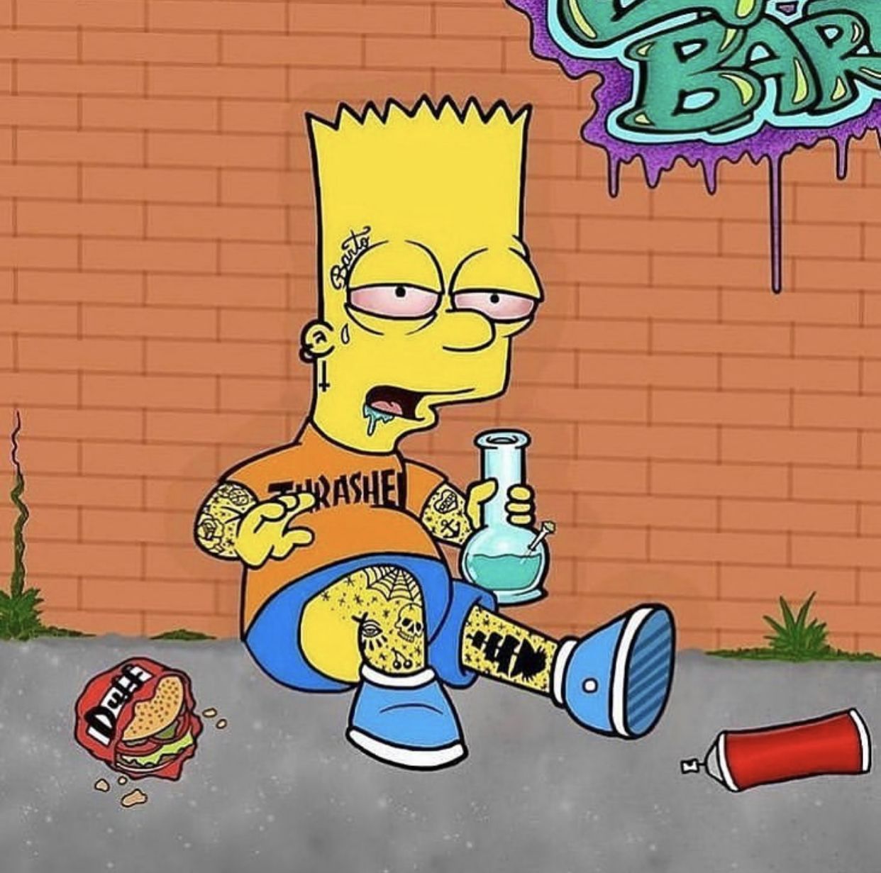 Bart simpson smoking a joint