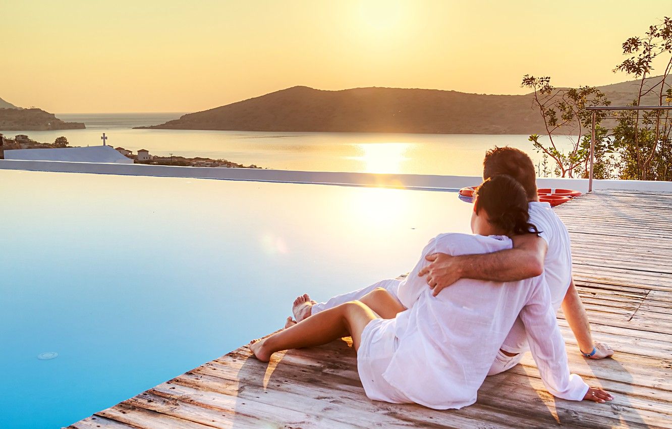 Wallpaper relax, girl, love, sky, sea, landscape, coast, nature