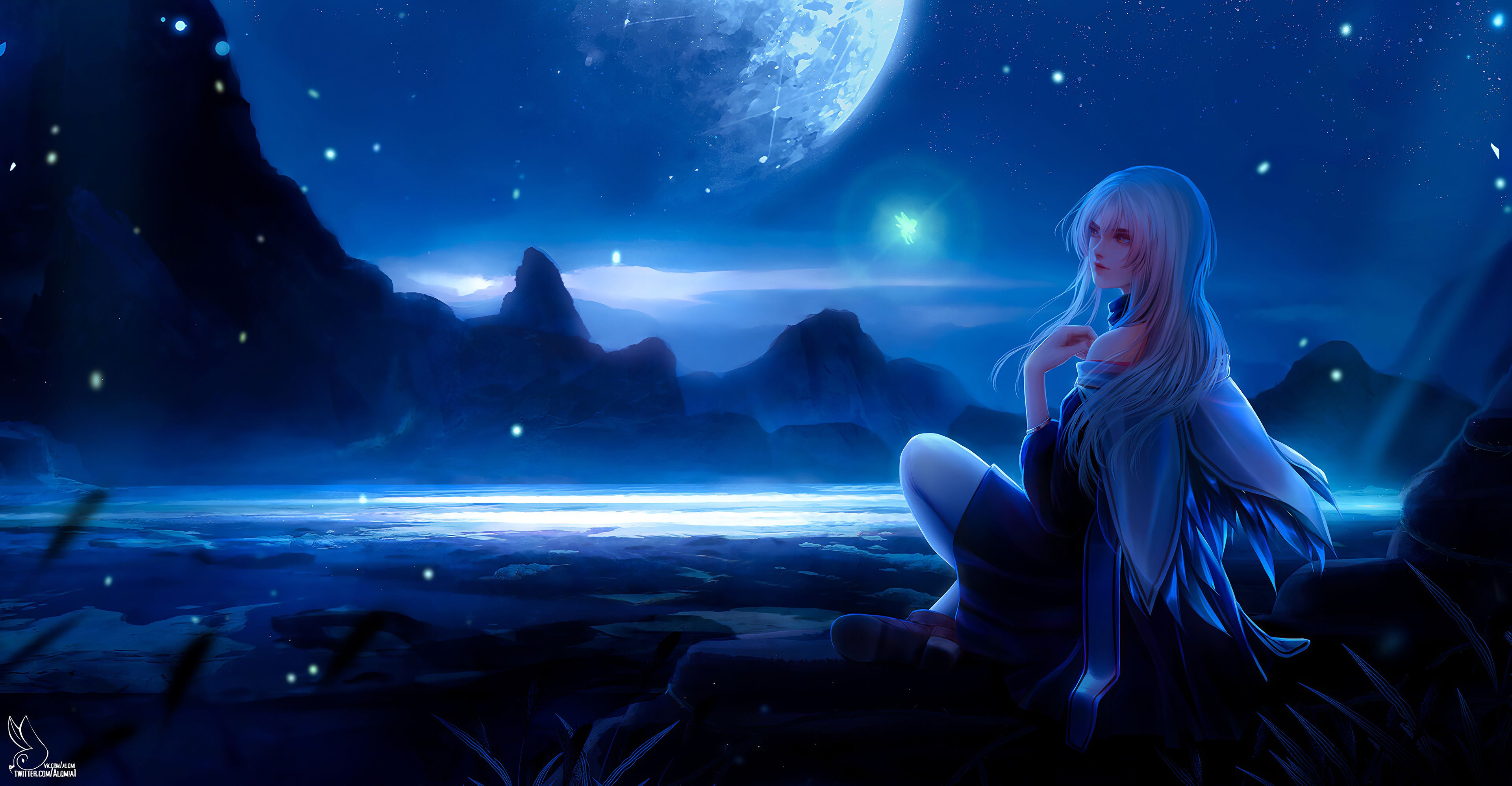 Of Stars and Moon, full moon aesthetic anime HD wallpaper | Pxfuel