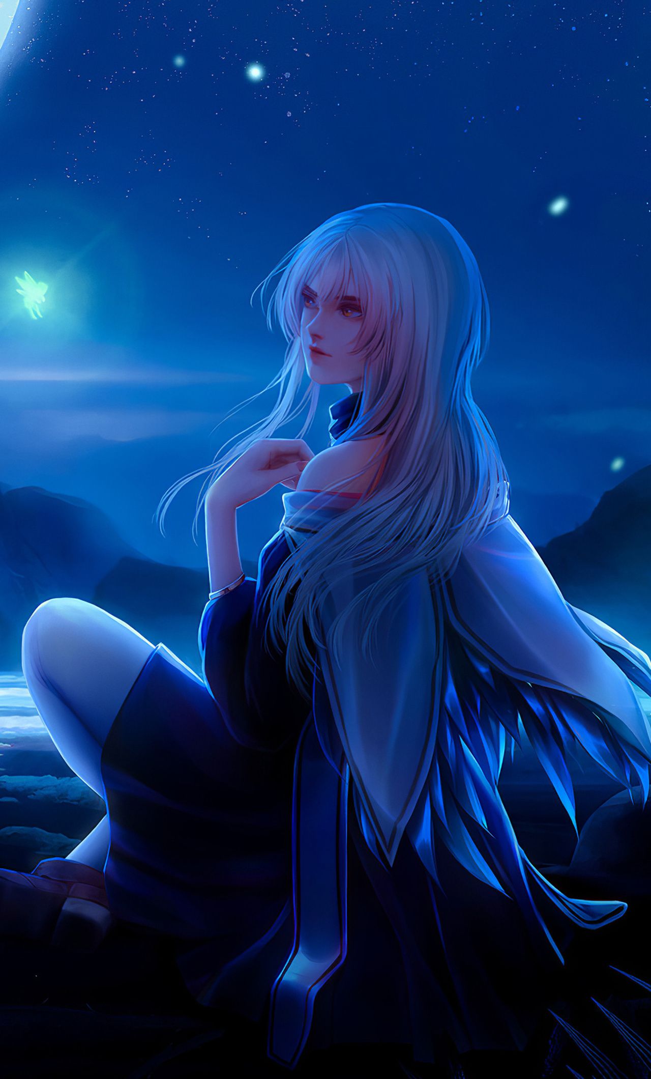 Anime Girl And The Moon Wallpapers - Wallpaper Cave