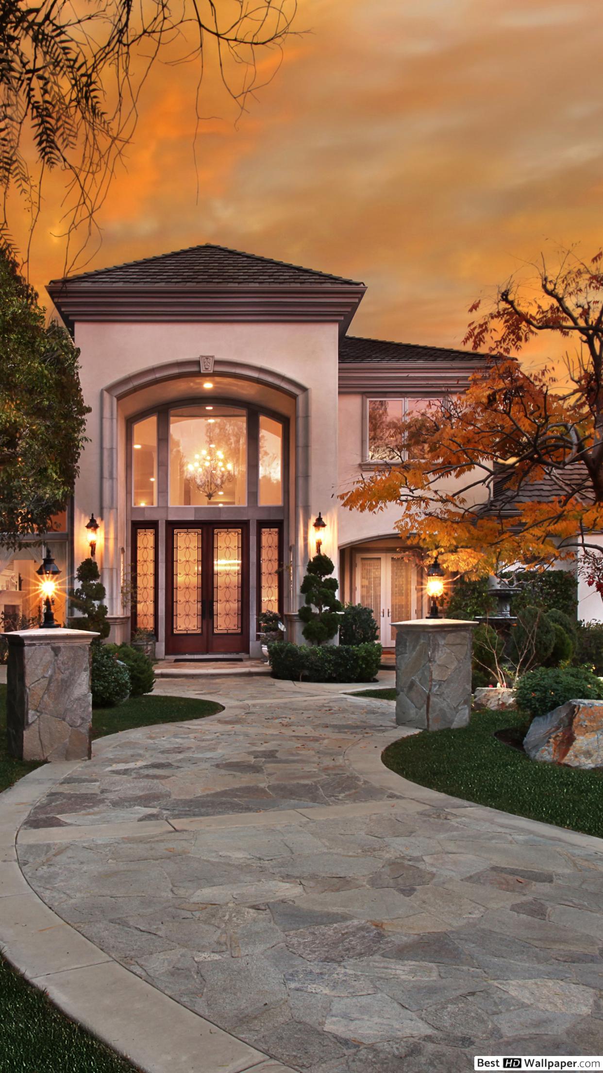 Walkway to a luxurious mansion HD wallpapers download