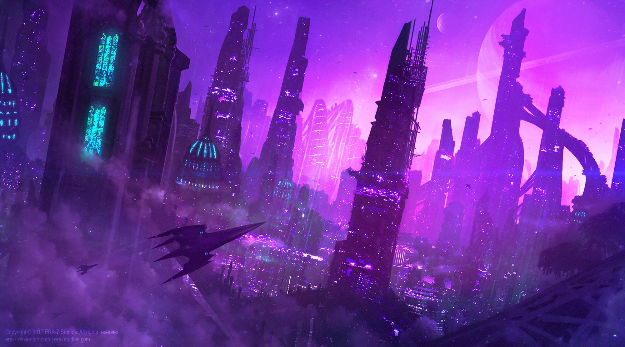 Anime City Purple Wallpapers ...