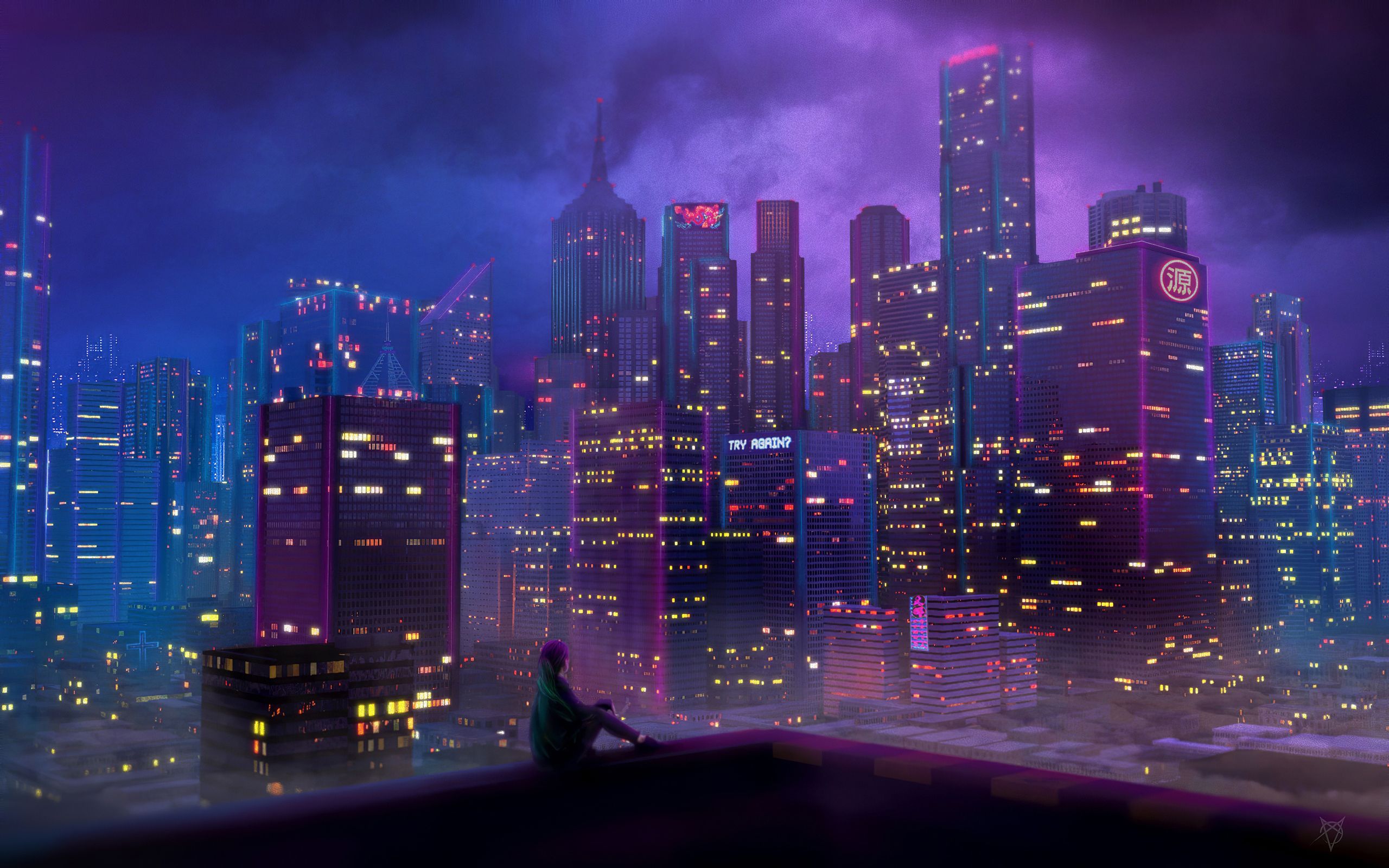 Anime City Purple Wallpapers Wallpaper Cave 