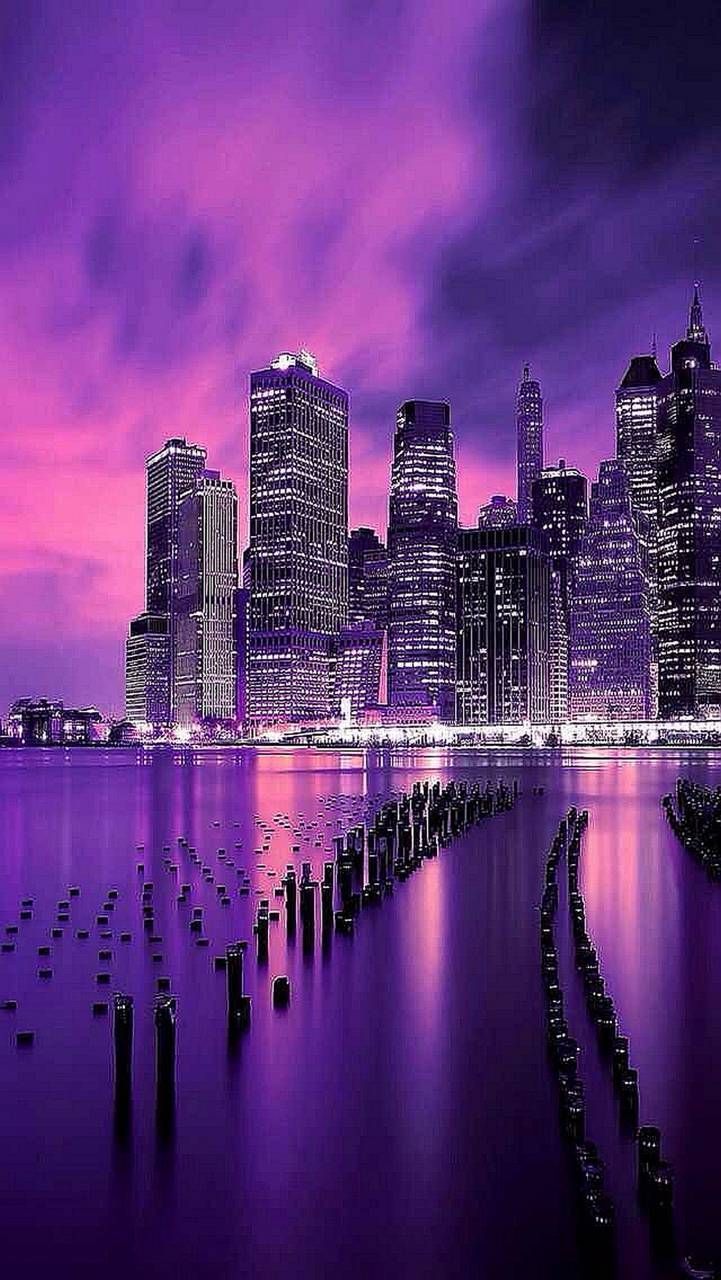 Anime City Purple Wallpapers - Wallpaper Cave