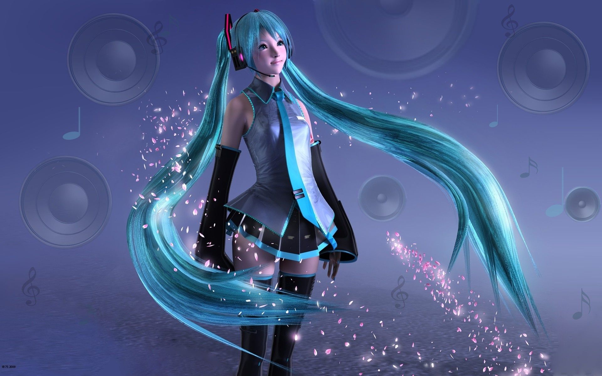 Wallpaper Hatsune Miku, sweet anime girl, blue hair, 3D 1920x1200