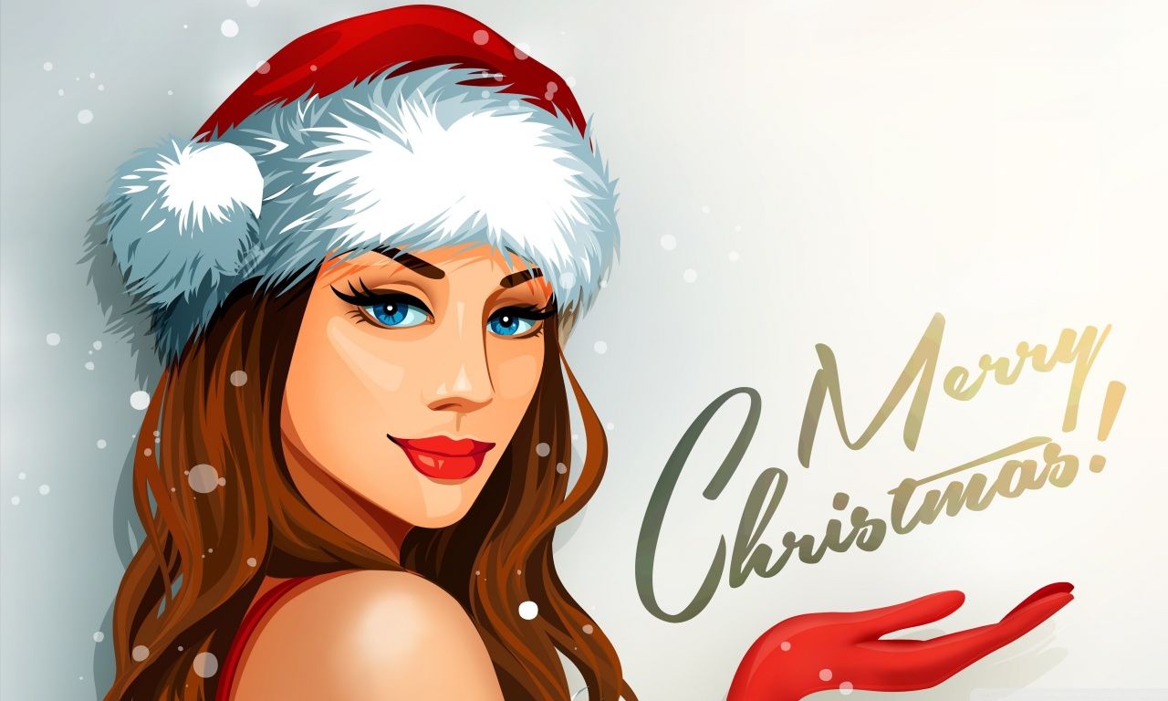Christmas Santa Girl Ultra HD Desktop Background Wallpaper for 4K