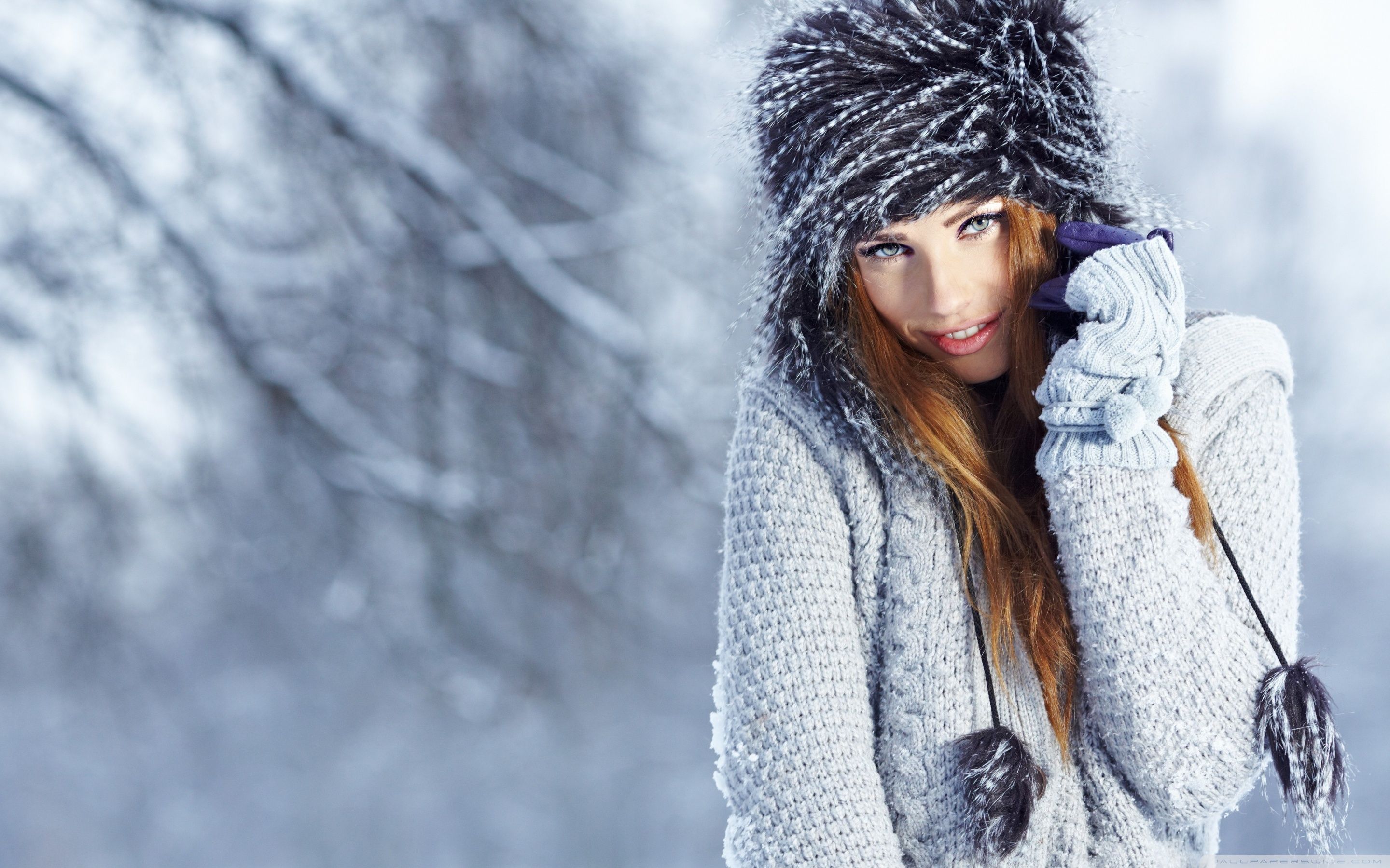 Winter Girl Portrait Ultra HD Desktop Background Wallpaper for 4K