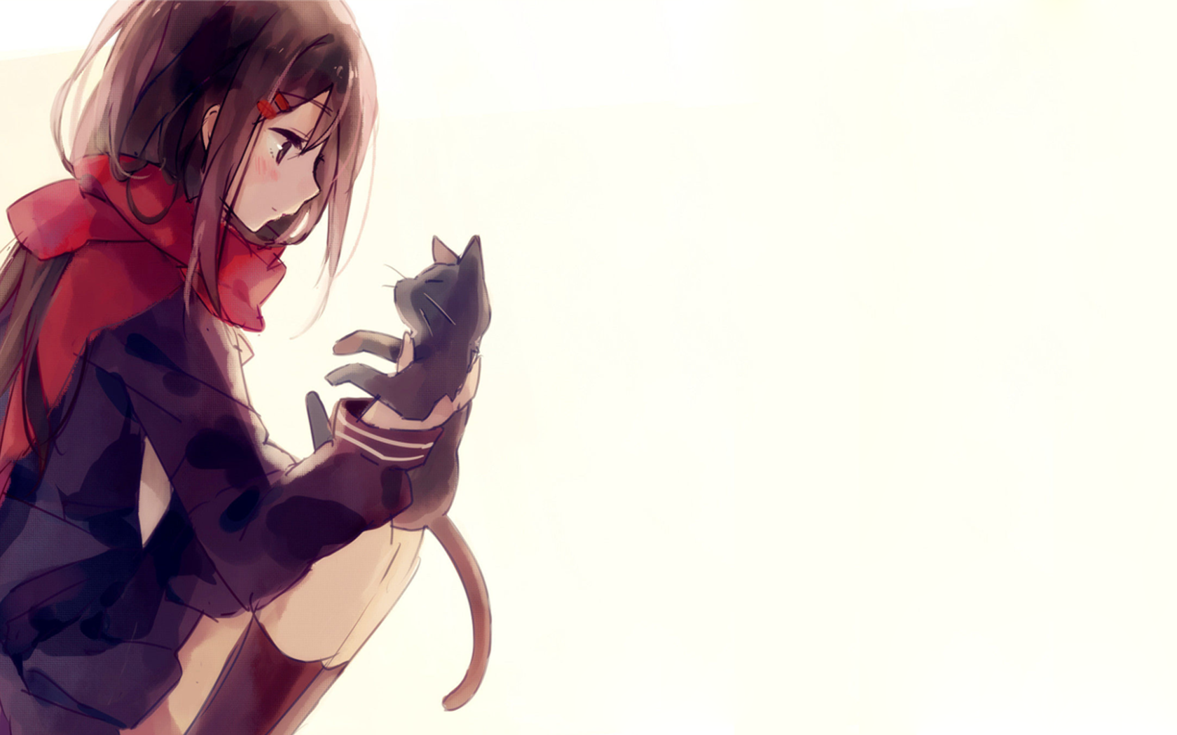 Anime girl holding a cat, anime Kagerou Project Desktop wallpaper