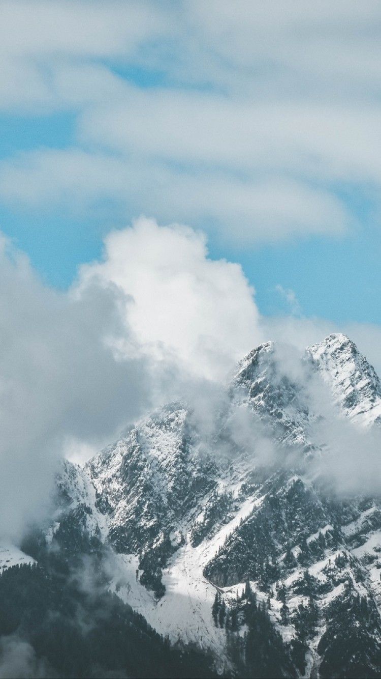 Aerial view of cloudy mountains HD Wallpaper iPhone 6 / 6S