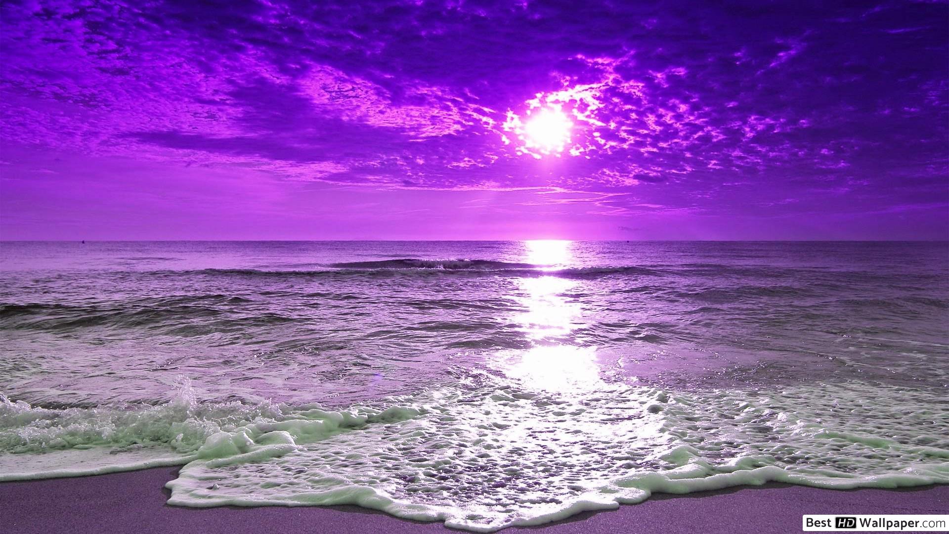 Purple Beach Sunset HD wallpaper download