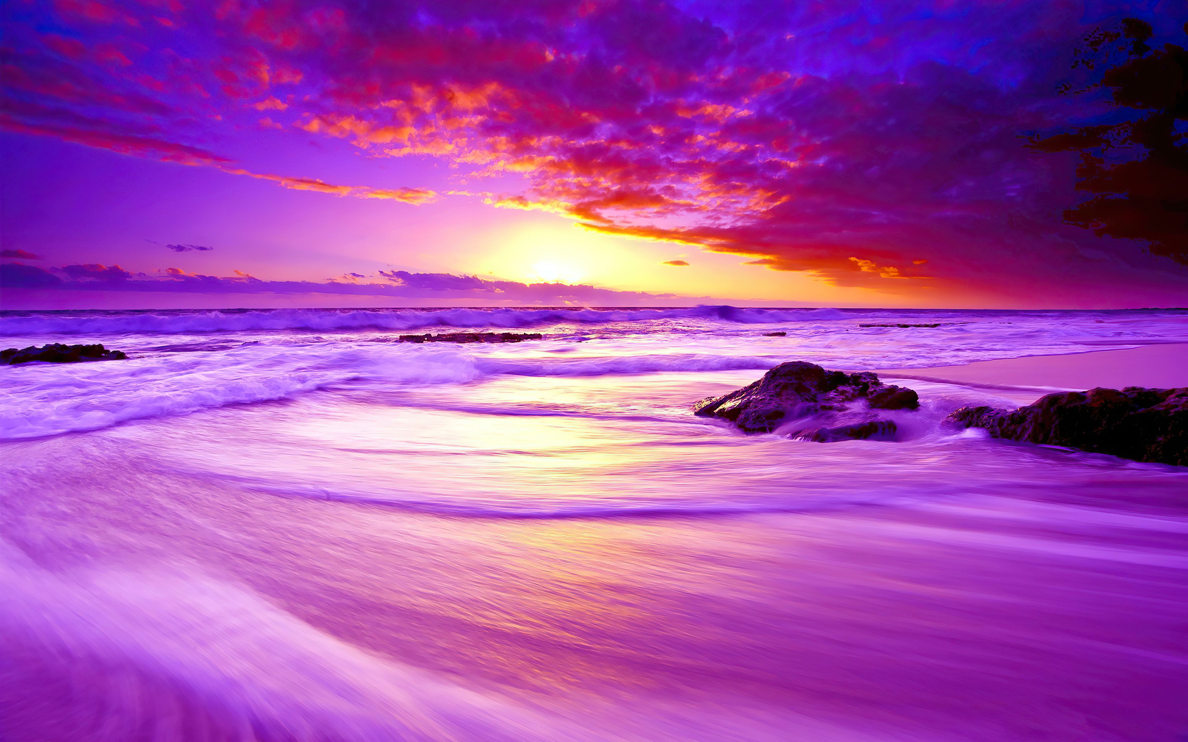 Purple Beach Sunset Wallpapers Wallpaper Cave 