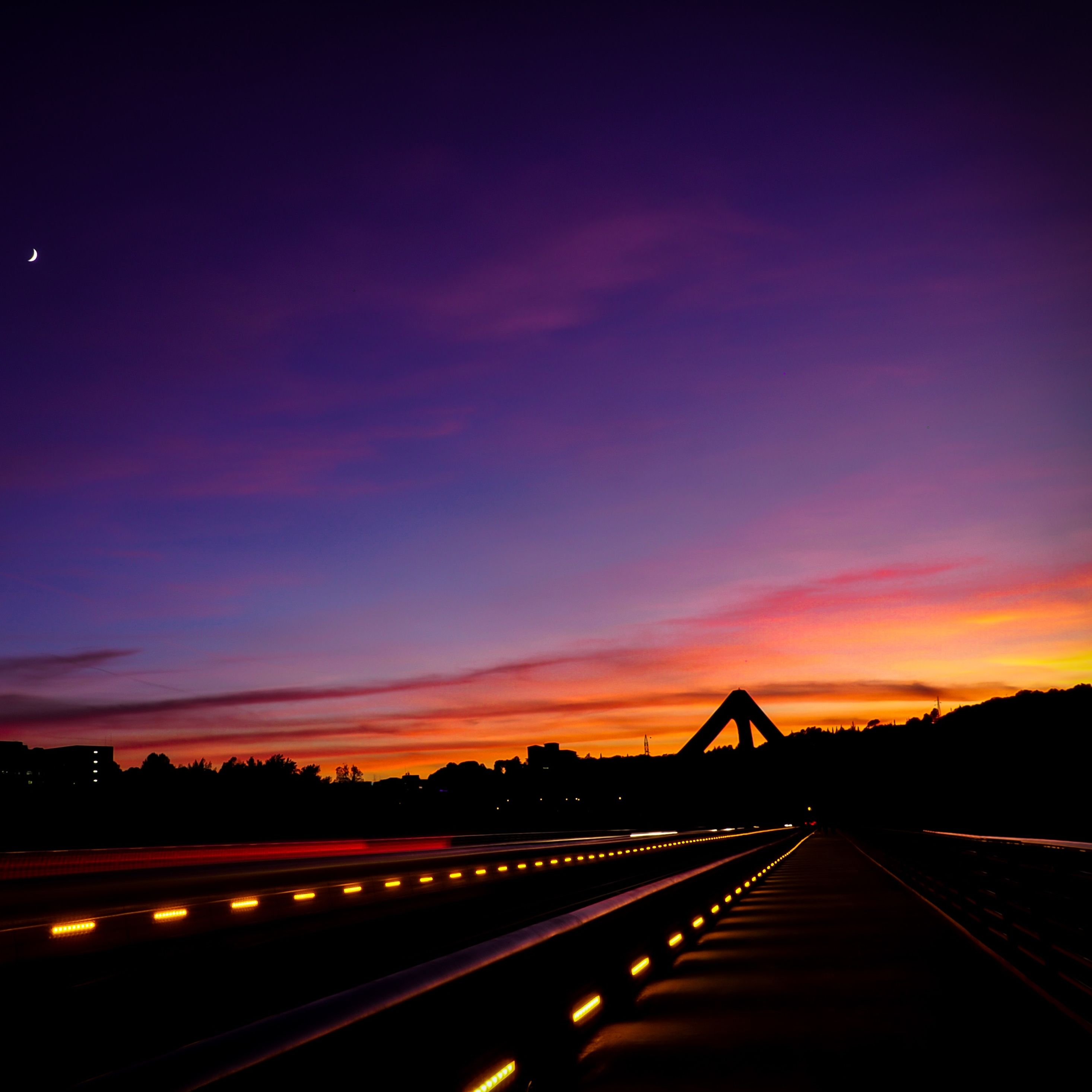 Empty Road Moon Light And Sunset iPad Pro Retina Display