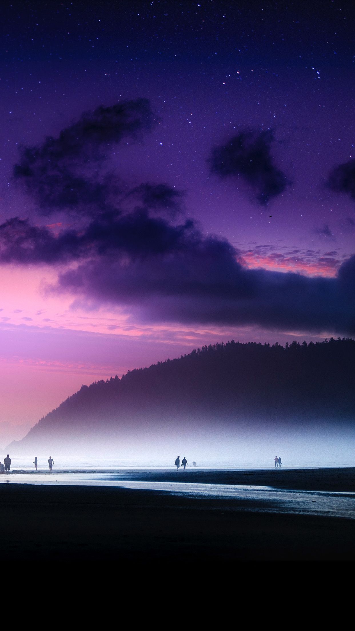 Beach Lovely Cloud Sunset Purple Sea Nature Wallpaper