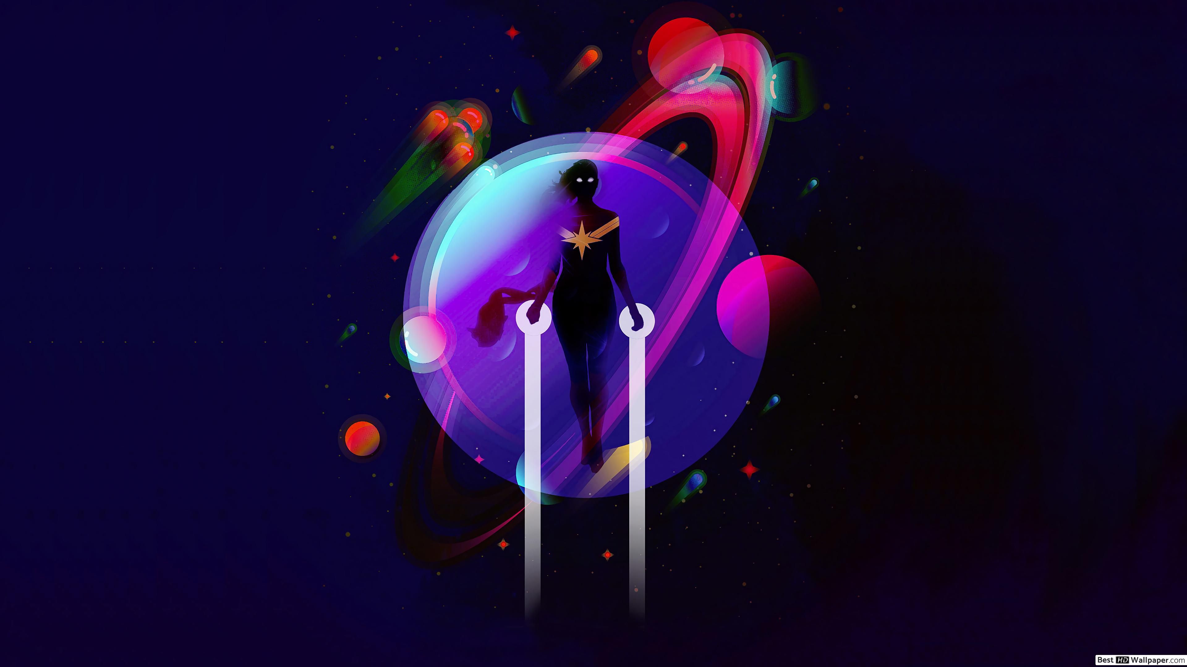 Captain Marvel Minimalist HD wallpaper download