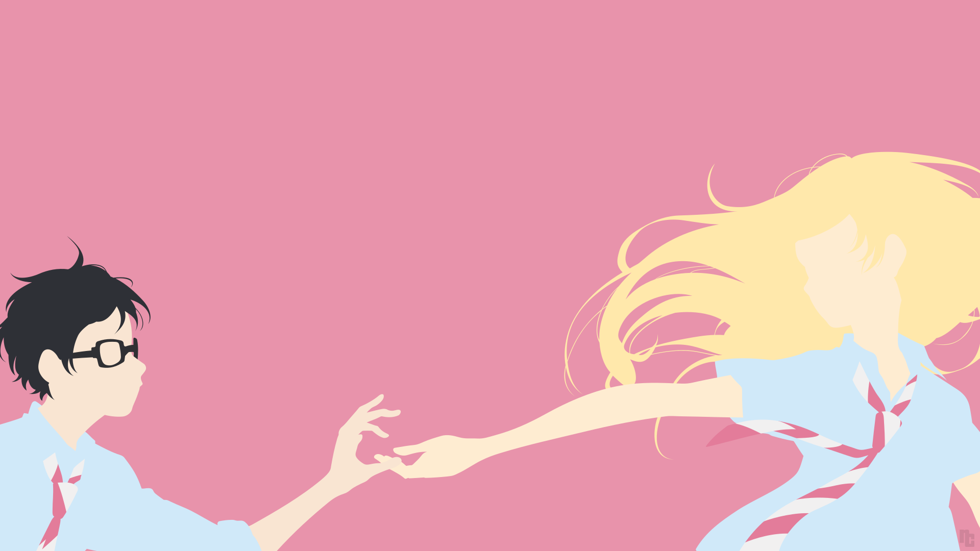 Your Lie in April Miyazono & Kousei Arima Minimalist Wallpaper