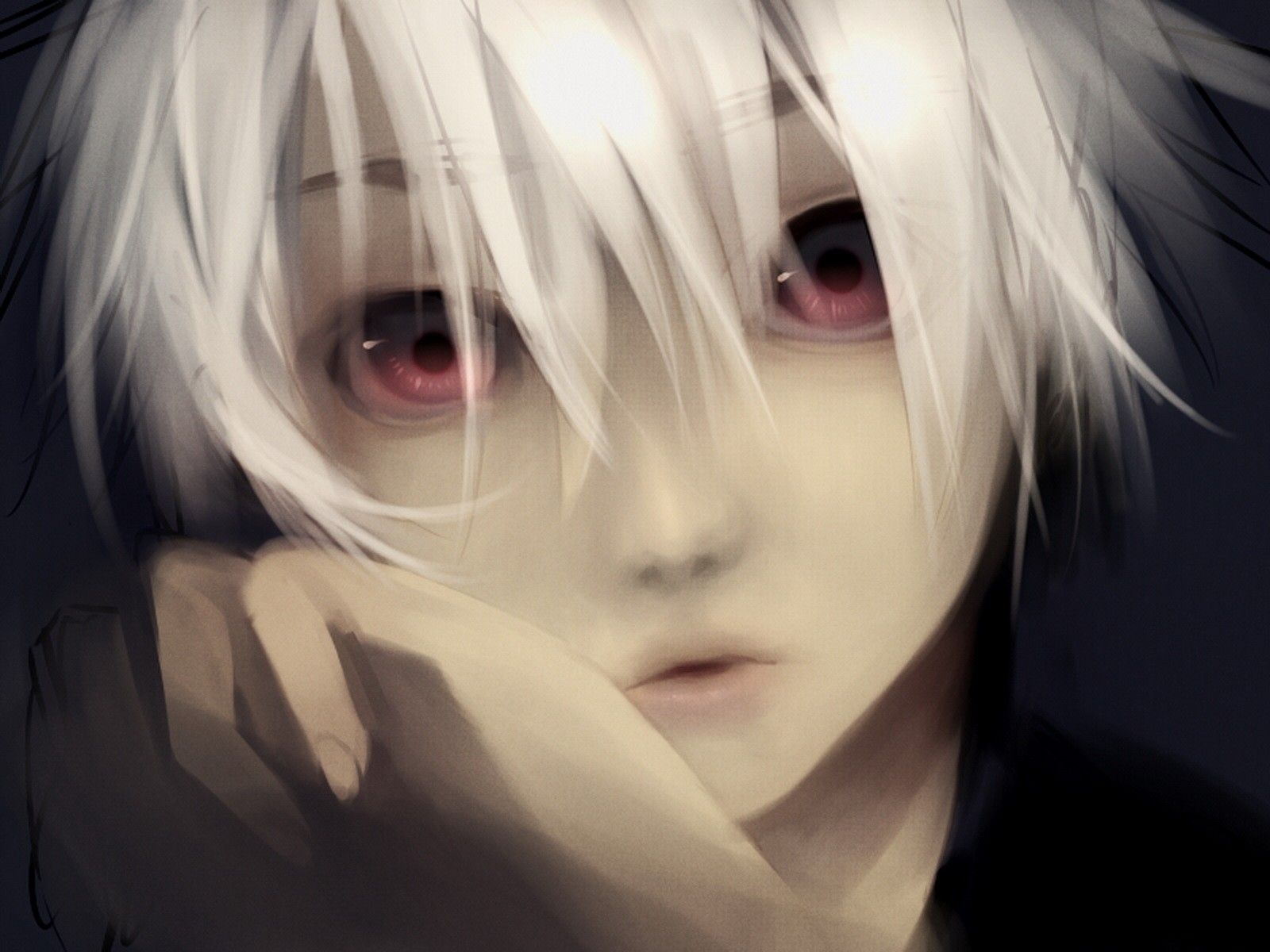 AI Image Generator Anime boy with white hair and white eyes