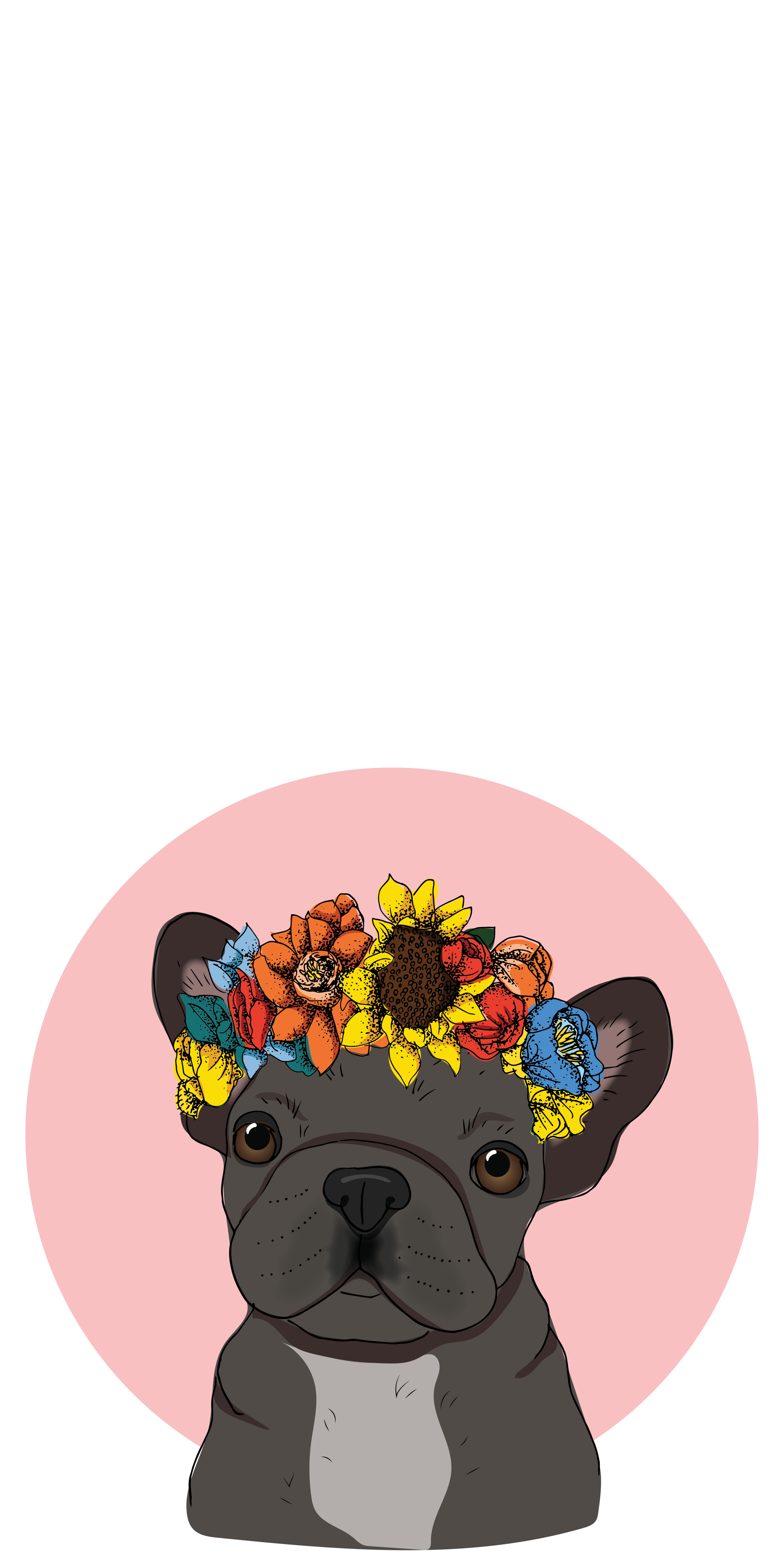French #Bulldog with #Floral #Crown. #Casetify #iPhone #Art #Design #Cool # Wallpaper #Animals. Dog wallpaper iphone, Bulldog wallpaper, French bulldog wallpaper