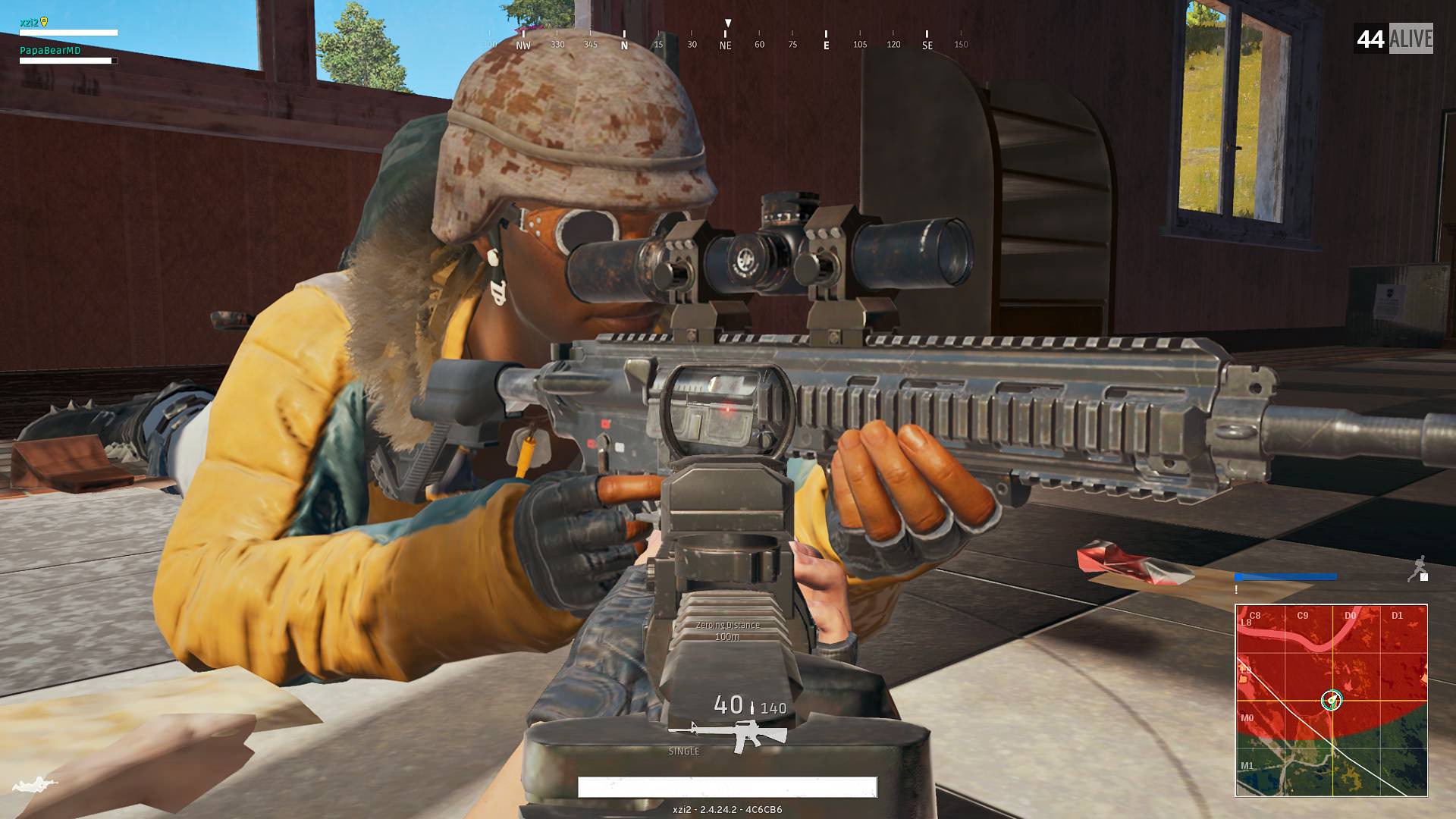 The scope on the 8x is on backwards