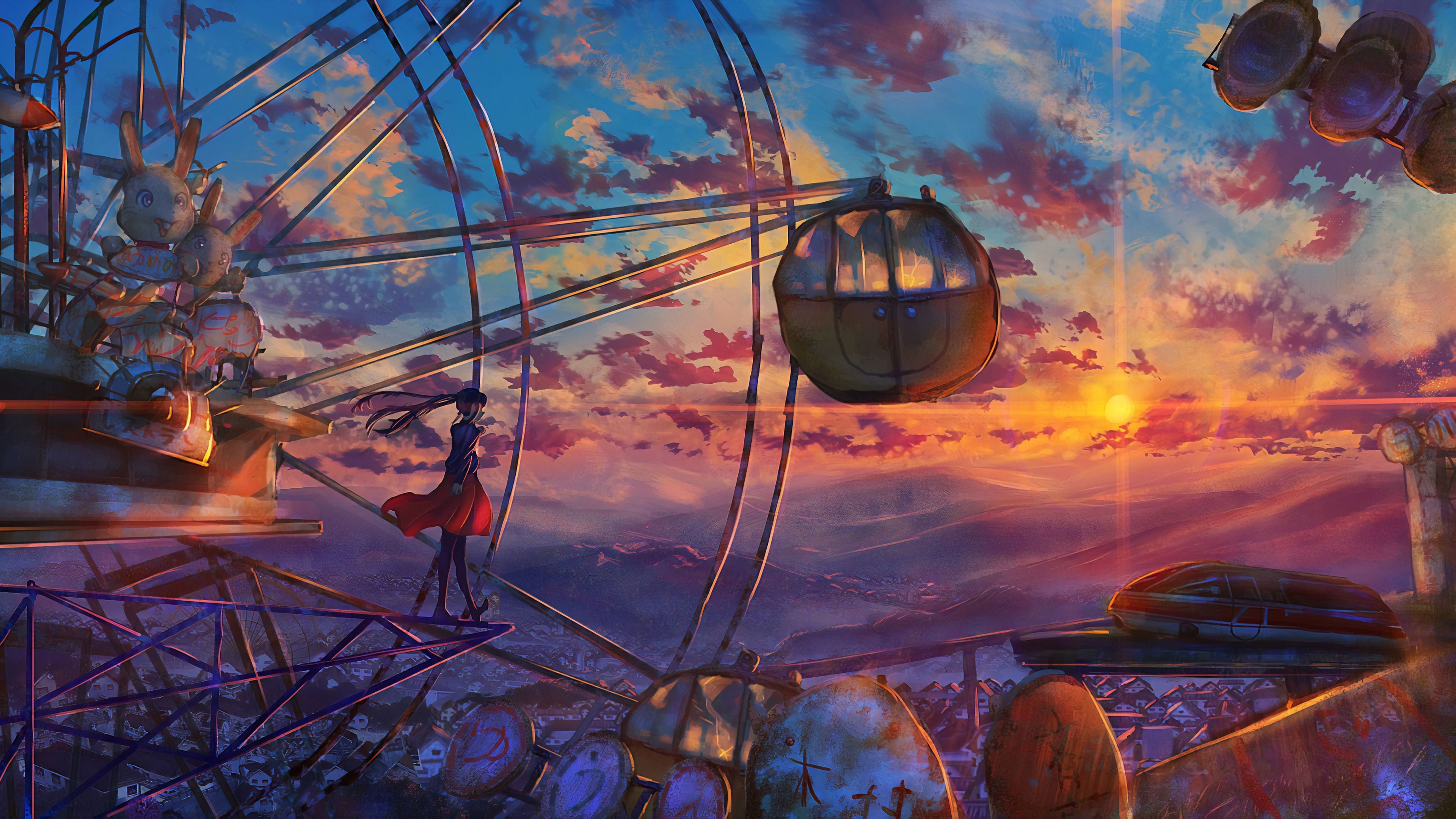 Anime Ferris Wheel Painting Hd Wallpaper, Ferris Wheel Wallpaper