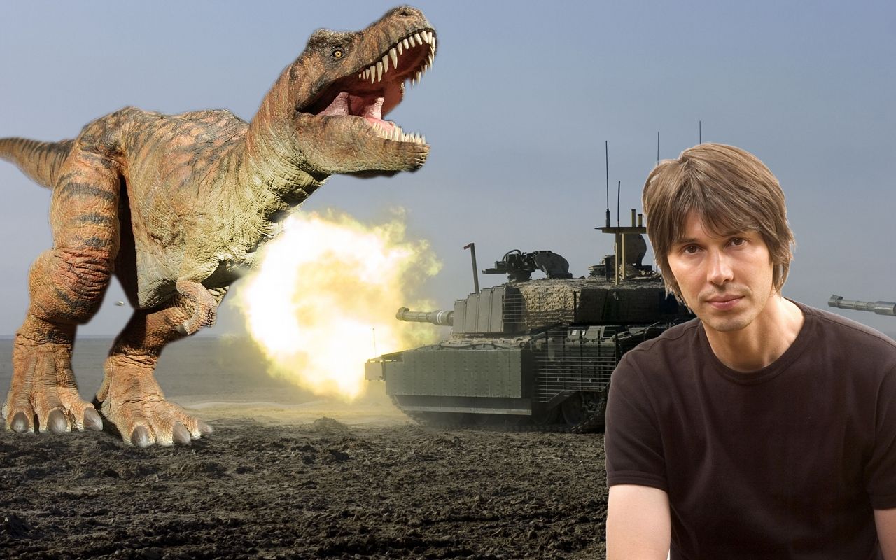 Random Perspective: Professor Brian Cox Fights A T Rex And A Tank