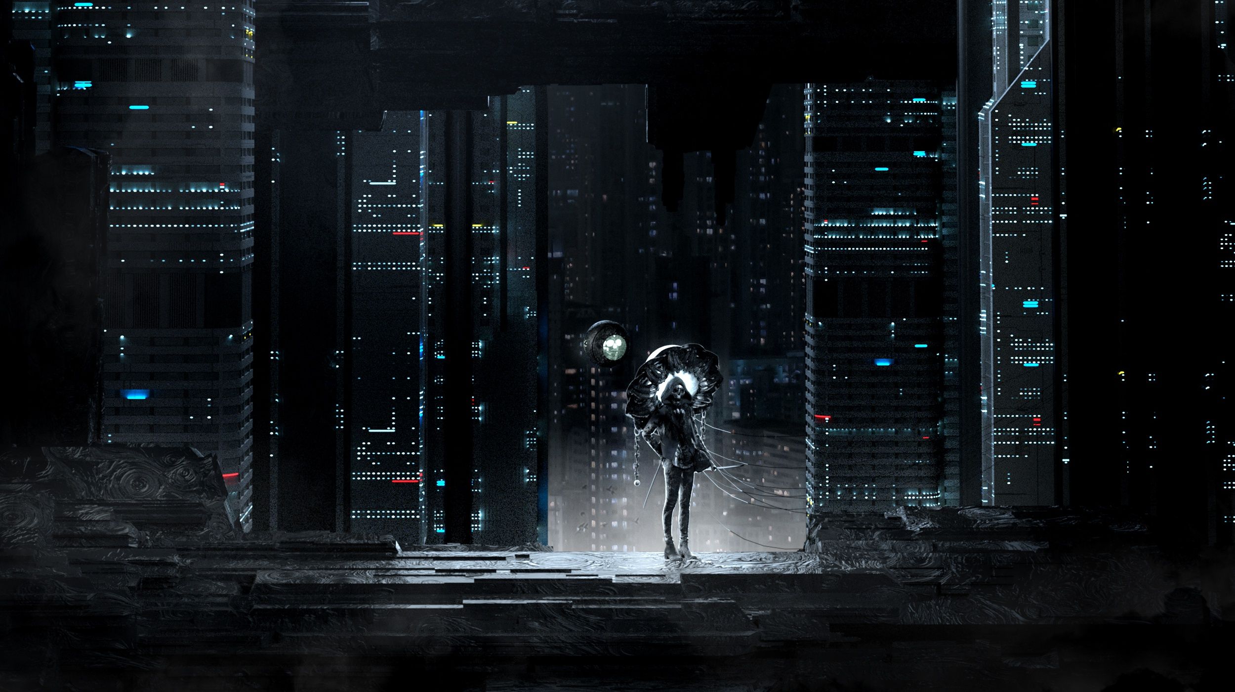 Skull Ghost Cityscape Dark Night, HD Artist, 4k Wallpaper, Image
