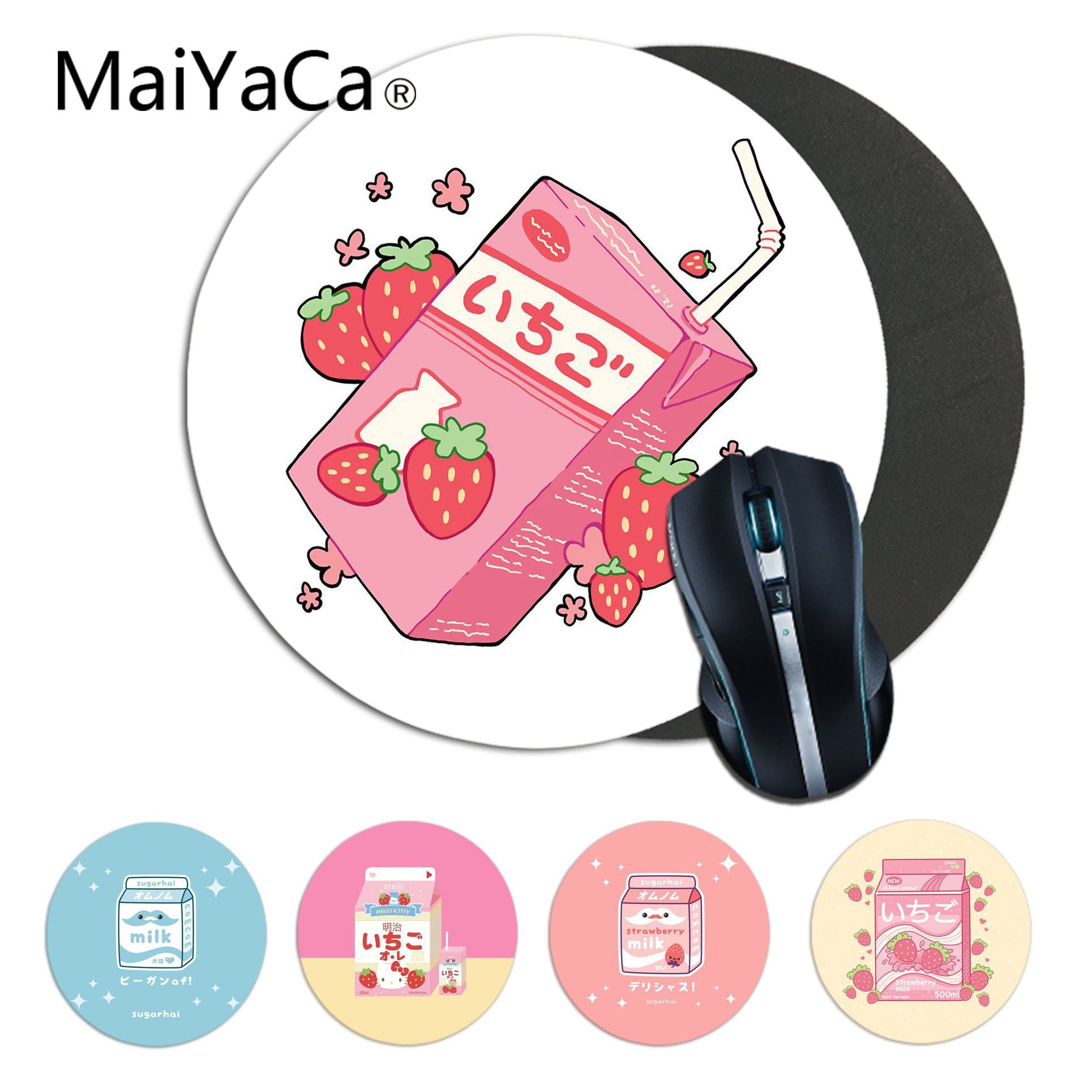 MaiYaCa Kawaii Japanese Strawberry Milk pattern Rubber PC Computer