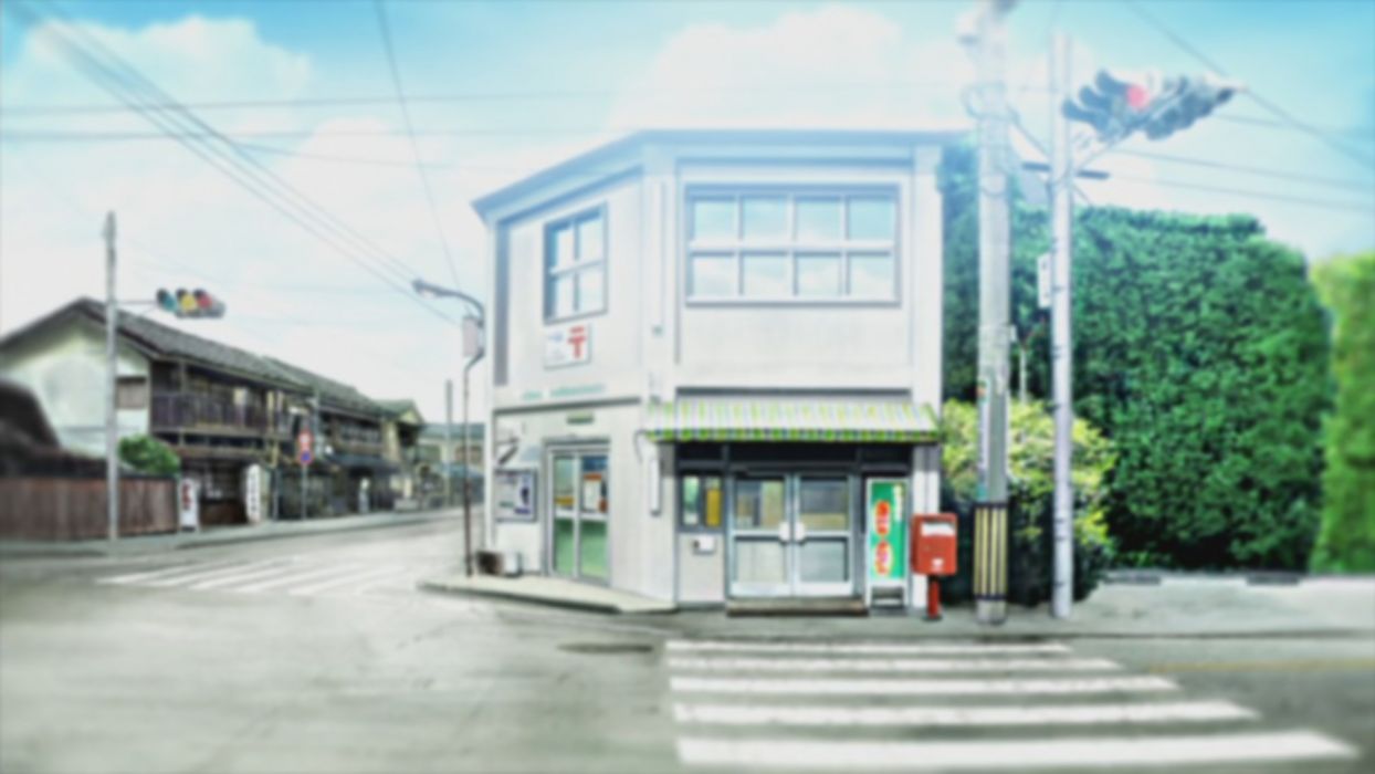 Buildings illustrations roads anime Nichijou wallpaperx1080