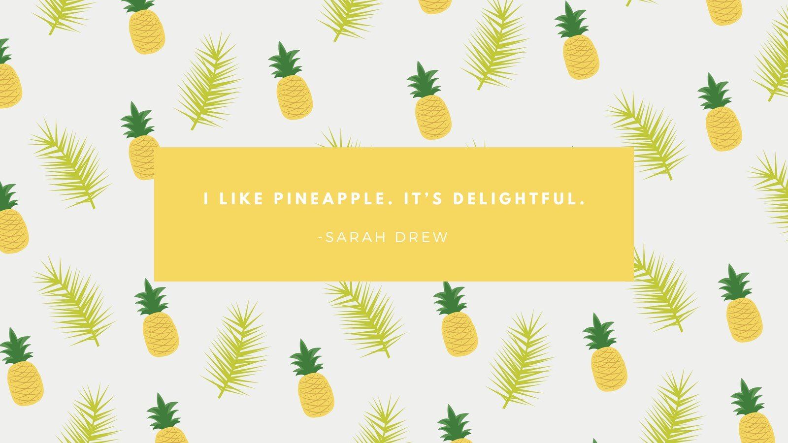 Yellow Pineapple and Leaves Tropical Desktop Wallpaper