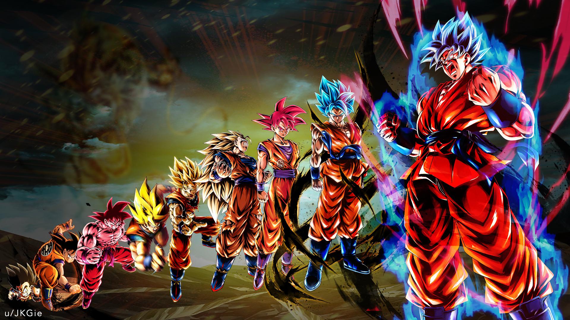 Dragonball Legends: Evolution of Goku PC Wallpaper [1920x1080px]. Feel free to use and let me know if I should do more of other characters! :)