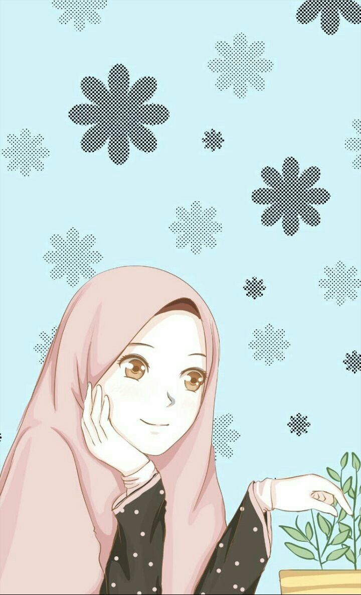 Çiçeklere bakarken gelen güzel düşünceler- #hijab. Kartun