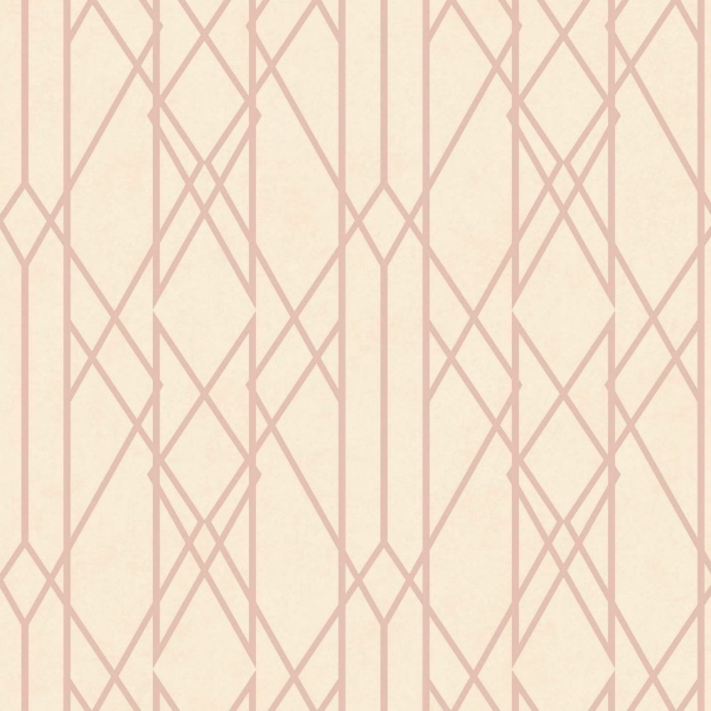 Rasch Lattice Geometric Wallpaper Metallic Shimmer Stripe Blush