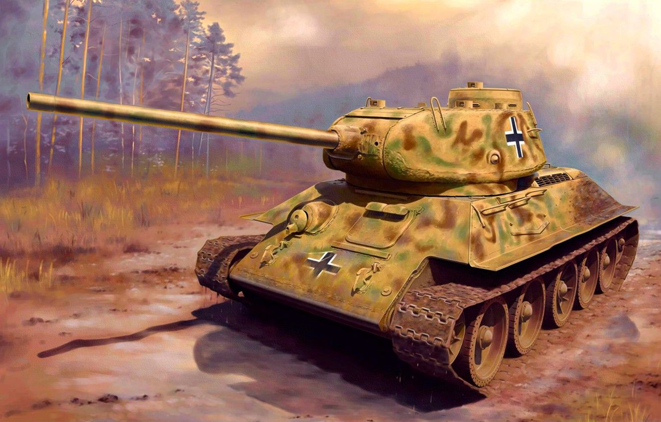 Wallpaper war, art, painting, tank, ww captured tank