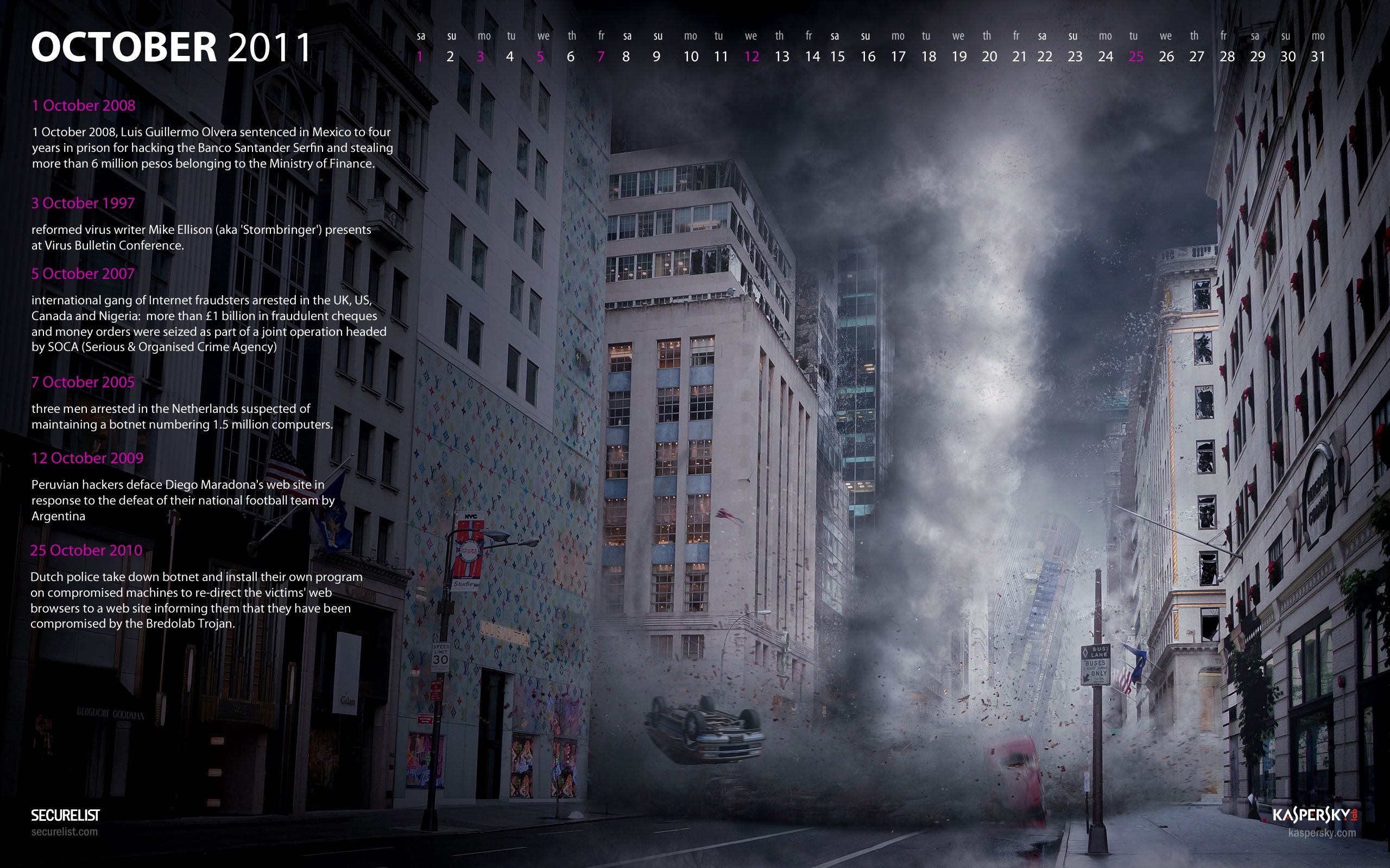 Malware Calendar Wallpaper for October 2011