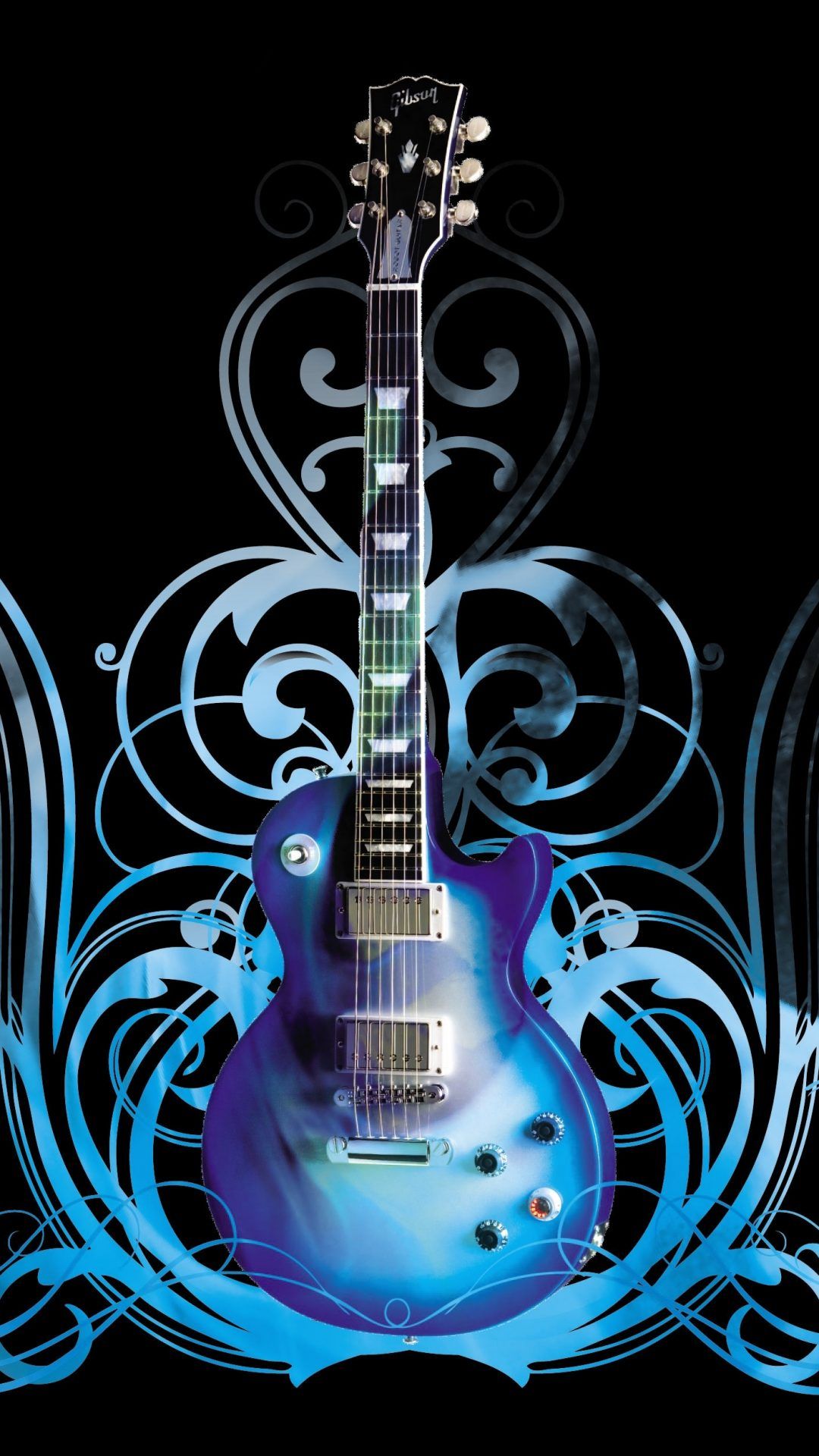 Guitar Art Blue Music 4K Wallpaper