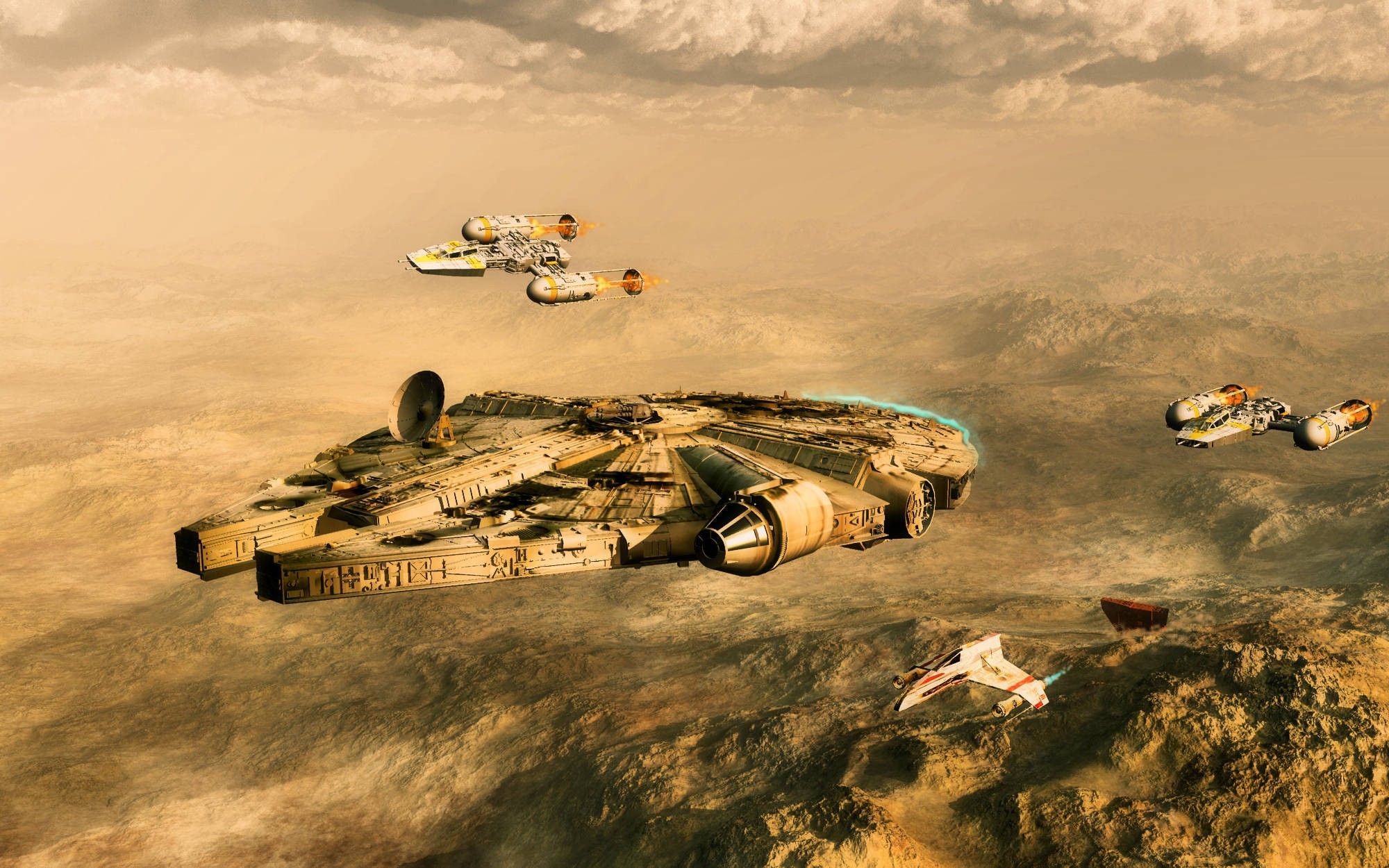 Star Wars, Millennium Falcon, Y Wing Wallpaper HD / Desktop
