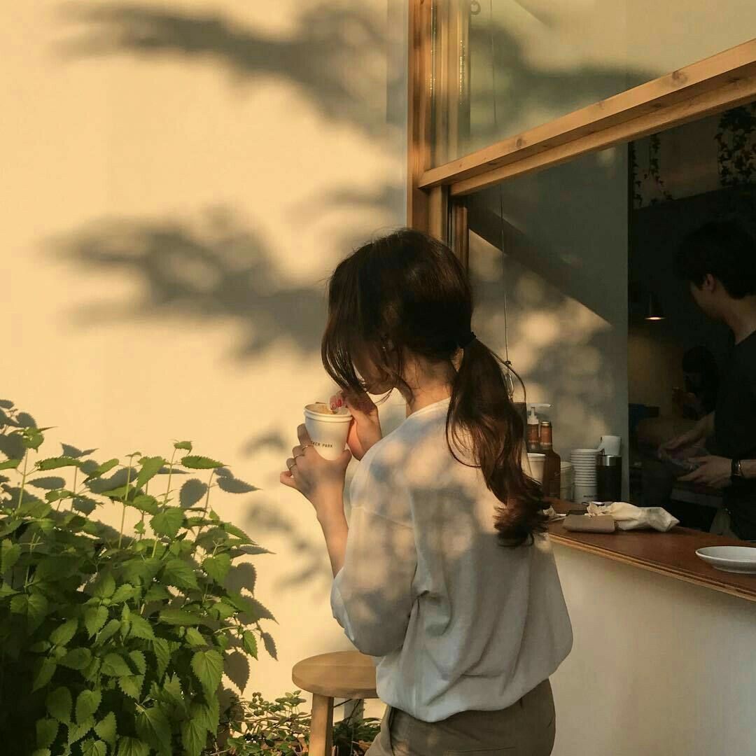 milk coffee sunset shadows aesthetic ulzzang girl 얼짱 soft