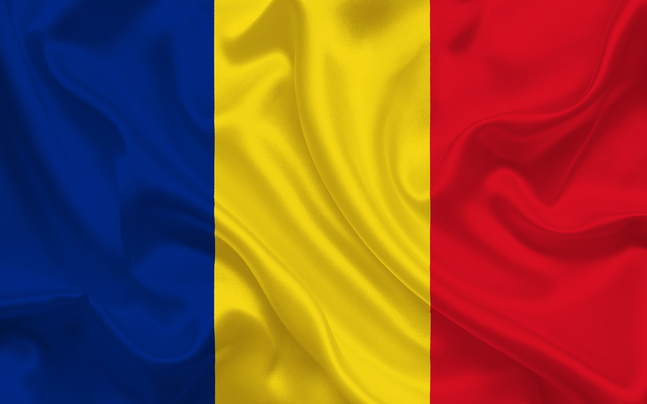 Download wallpaper Flag of Romania, Romanian flag, Europe, silk, Romania for desktop with resolution 2560x1600. High Quality HD picture wallpaper