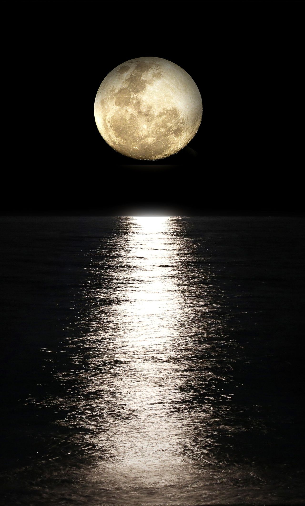 Dark Night Moon Reflection In Sea 5k iPhone HD 4k Wallpaper, Image, Background, Photo and Picture