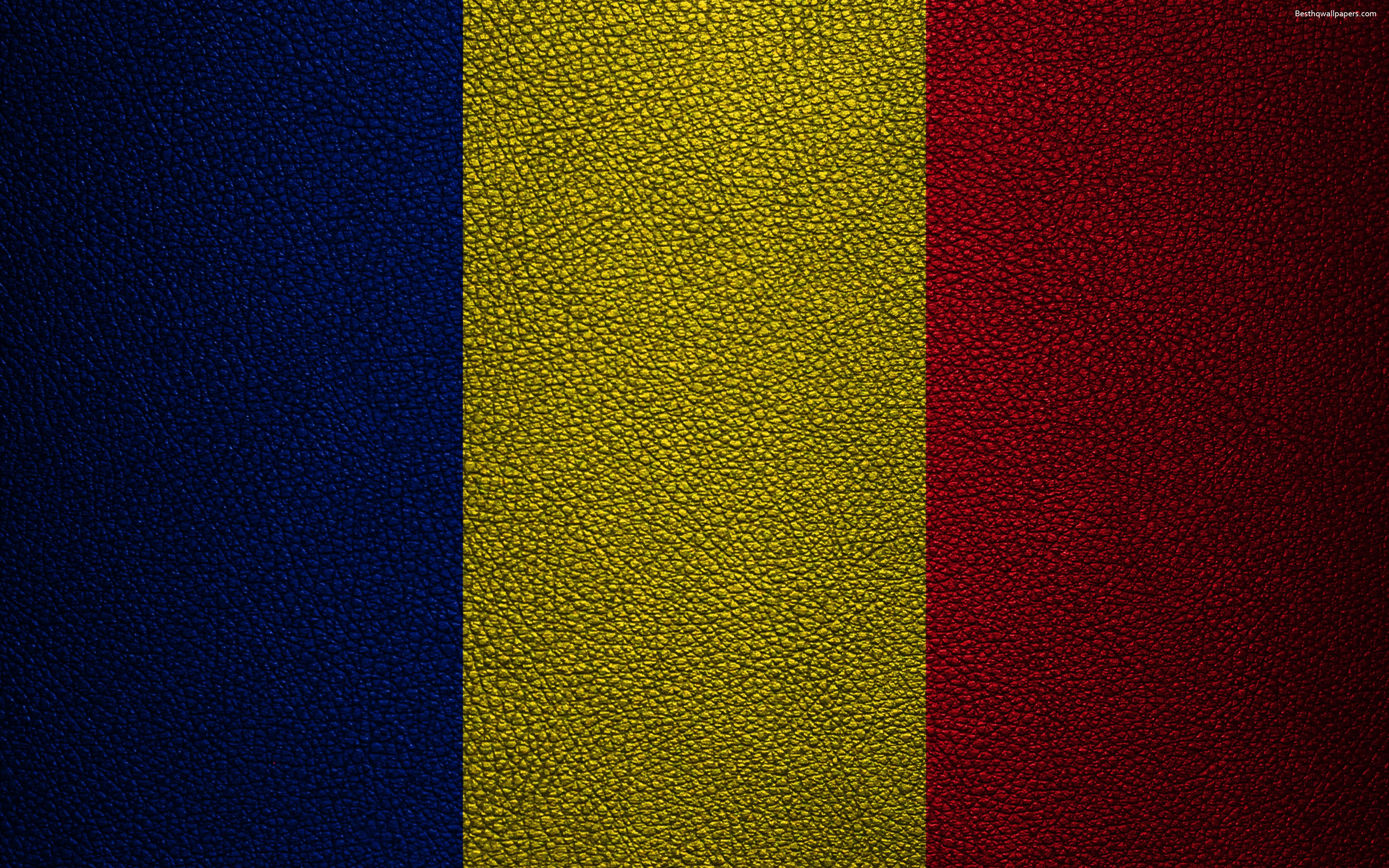 Download wallpaper Flag of Romania, 4k, leather texture, Romanian flag, Europe, flags of Europe, Romania for desktop with resolution 3840x2400. High Quality HD picture wallpaper